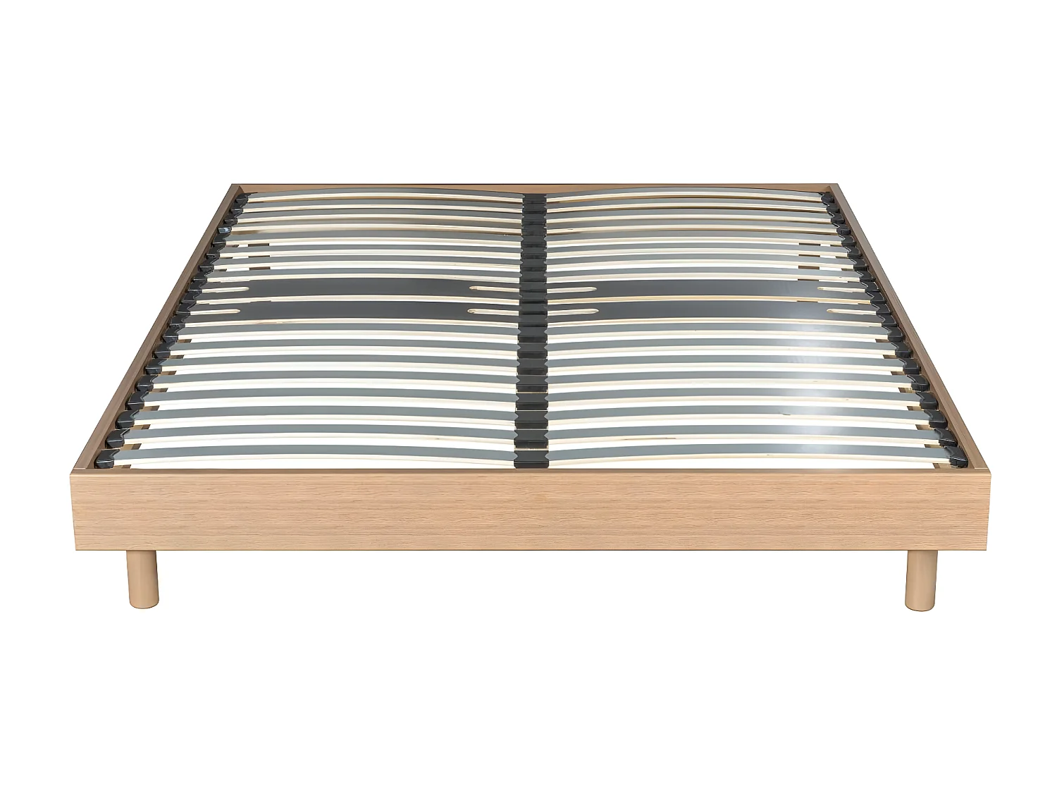 Sommier déco en Kit + pieds 160x200 - Decokit 36 lattes bois - Chêne moyen - H. 13 cm