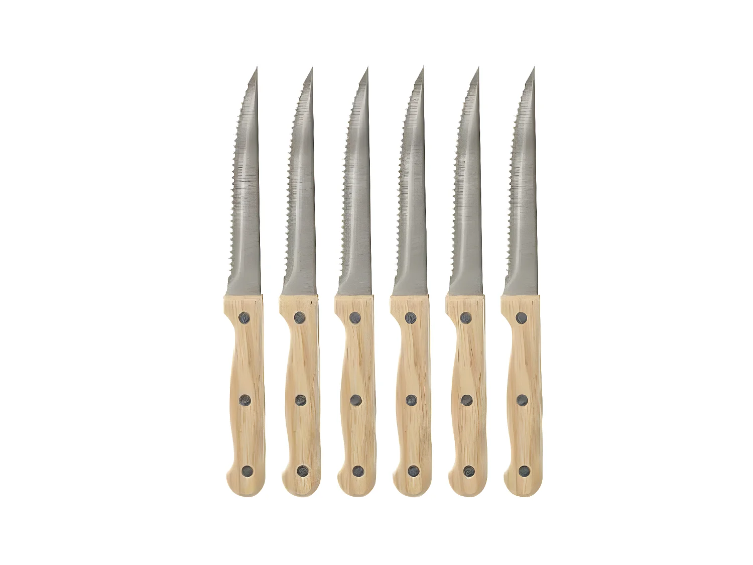 Lot de 6 Couteaux à Steak Bois "Dosa" 21cm Naturel
