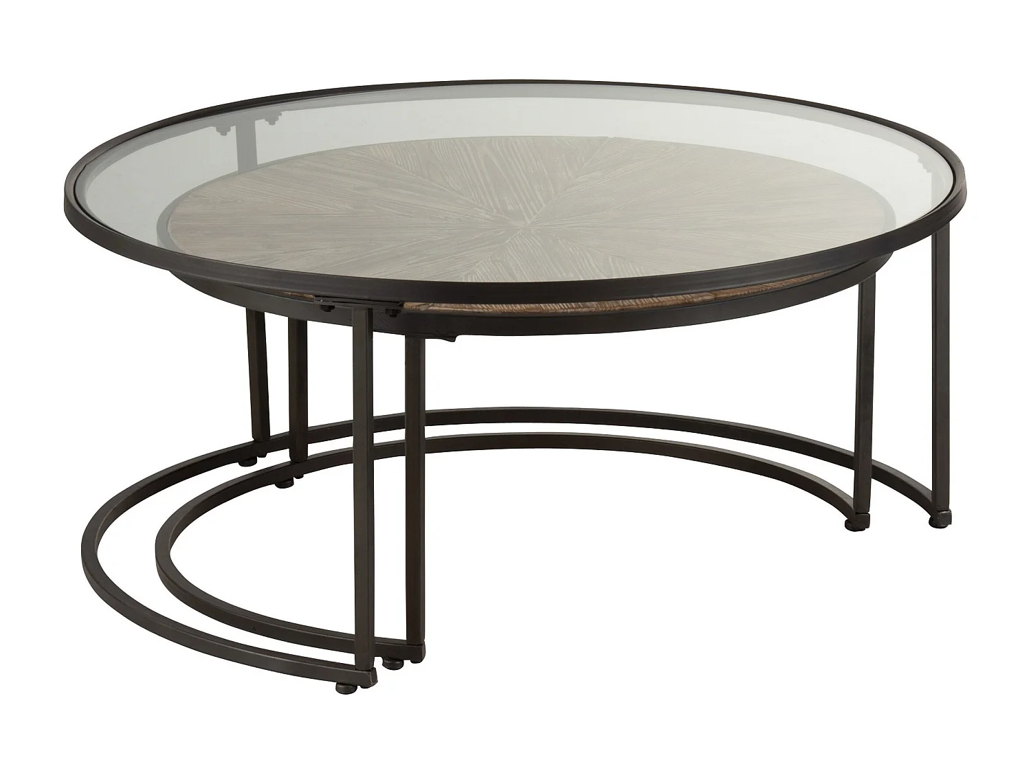 Mesa auxiliar nido redonda Jila de madera maciza oscura - Juego de 2