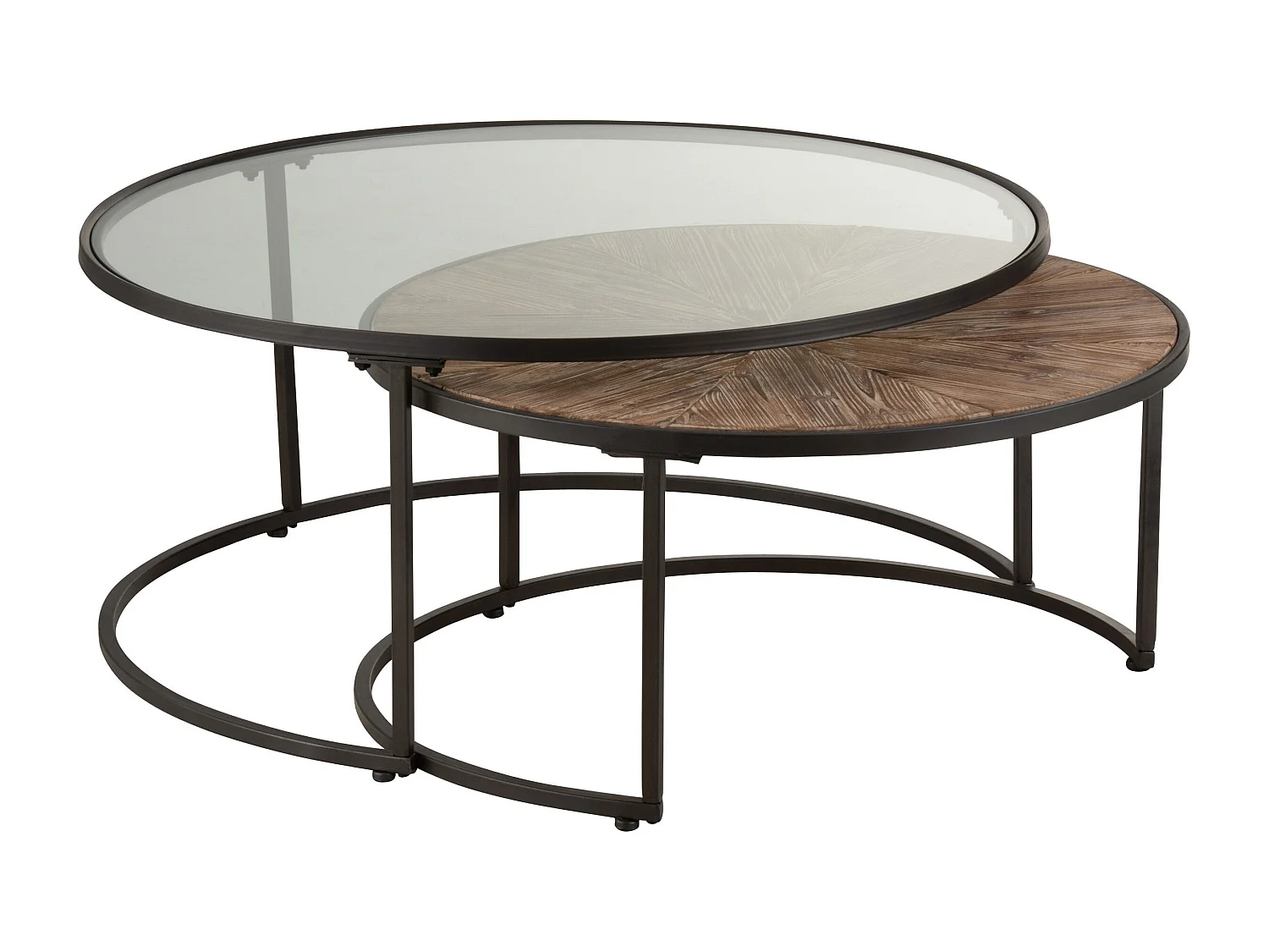 Mesa auxiliar nido redonda Jila de madera maciza oscura - Juego de 2