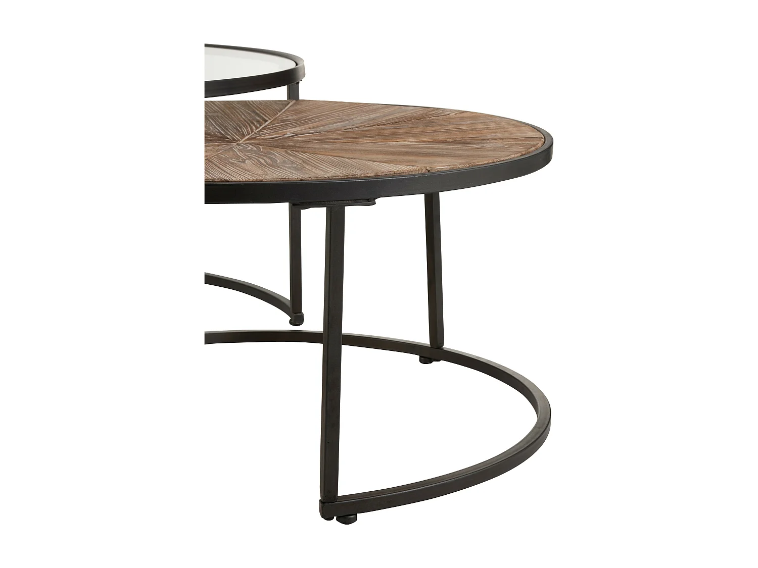 Mesa auxiliar nido redonda Jila de madera maciza oscura - Juego de 2