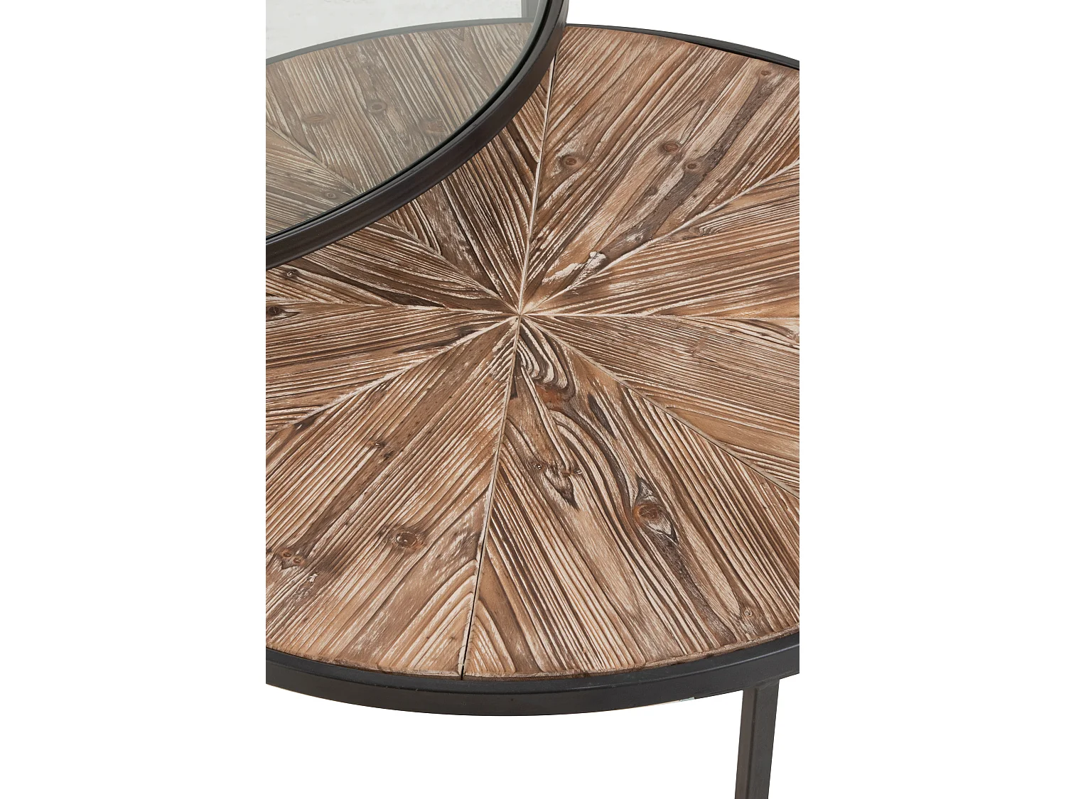 Mesa auxiliar nido redonda Jila de madera maciza oscura - Juego de 2