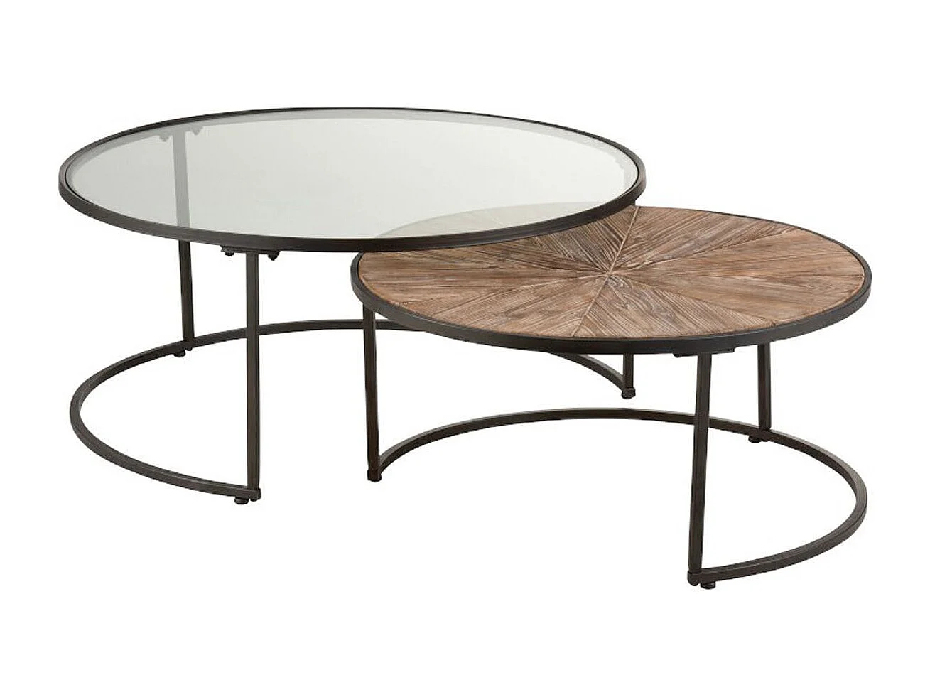 Lot de 2 Tables Basses Rondes "Hexagone" 91cm Noir