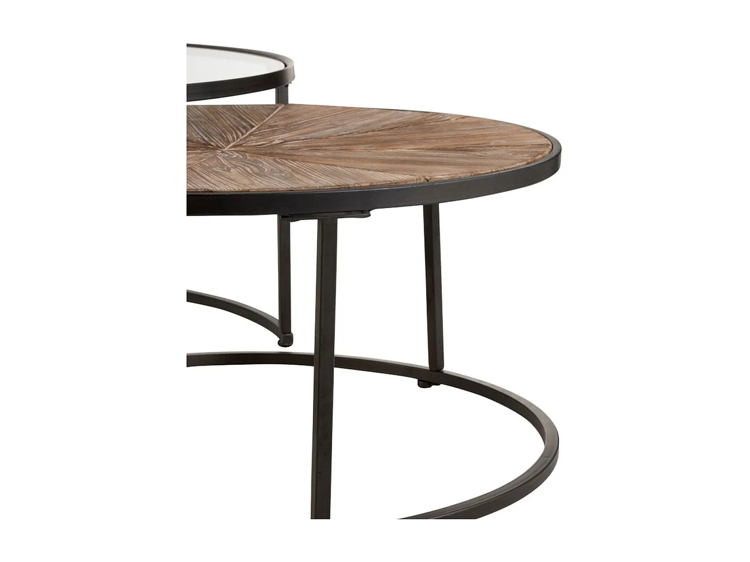 Lot de 2 Tables Basses Rondes "Hexagone" 91cm Noir