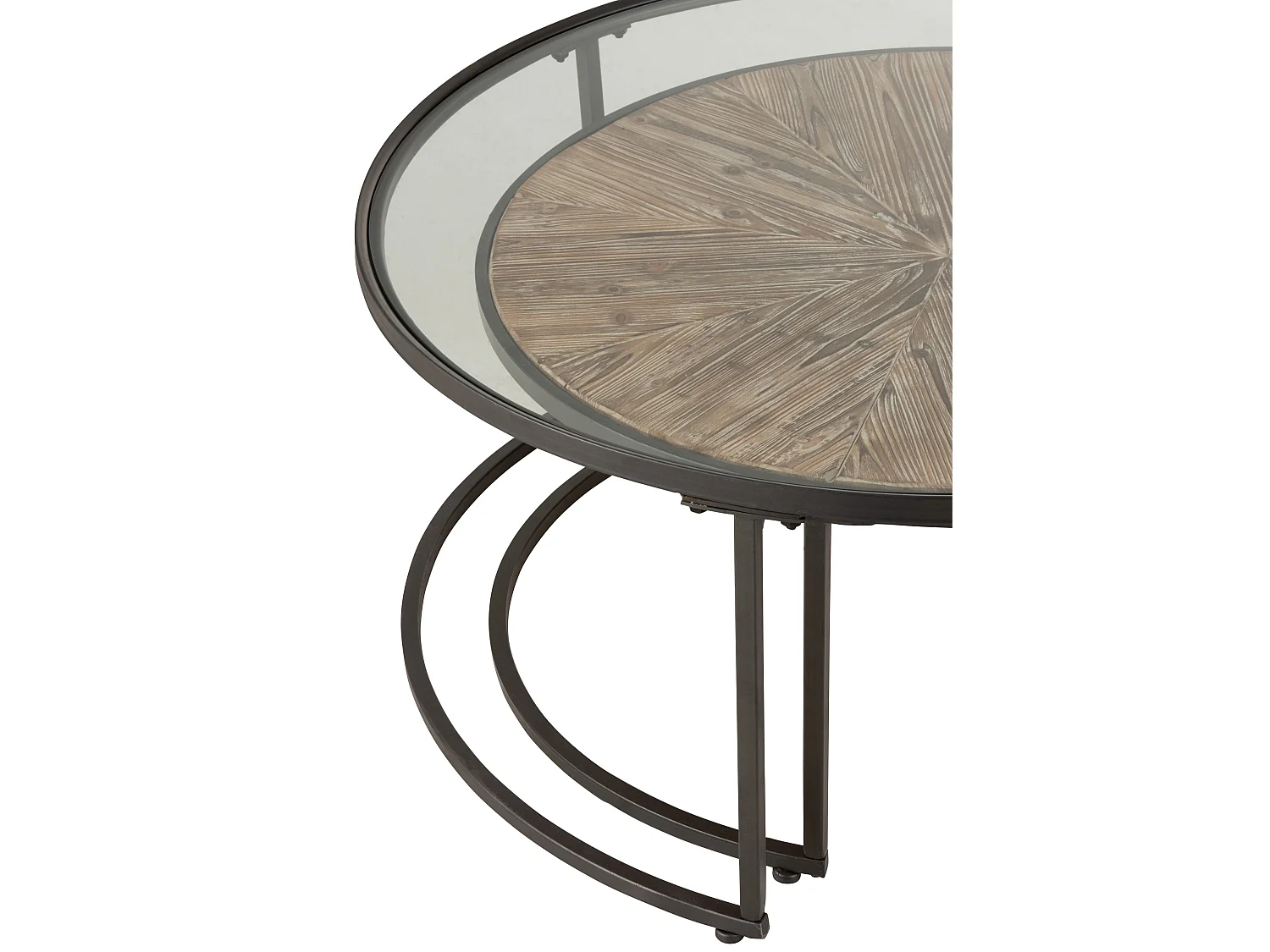 Lot de 2 Tables Basses Rondes "Hexagone" 91cm Noir