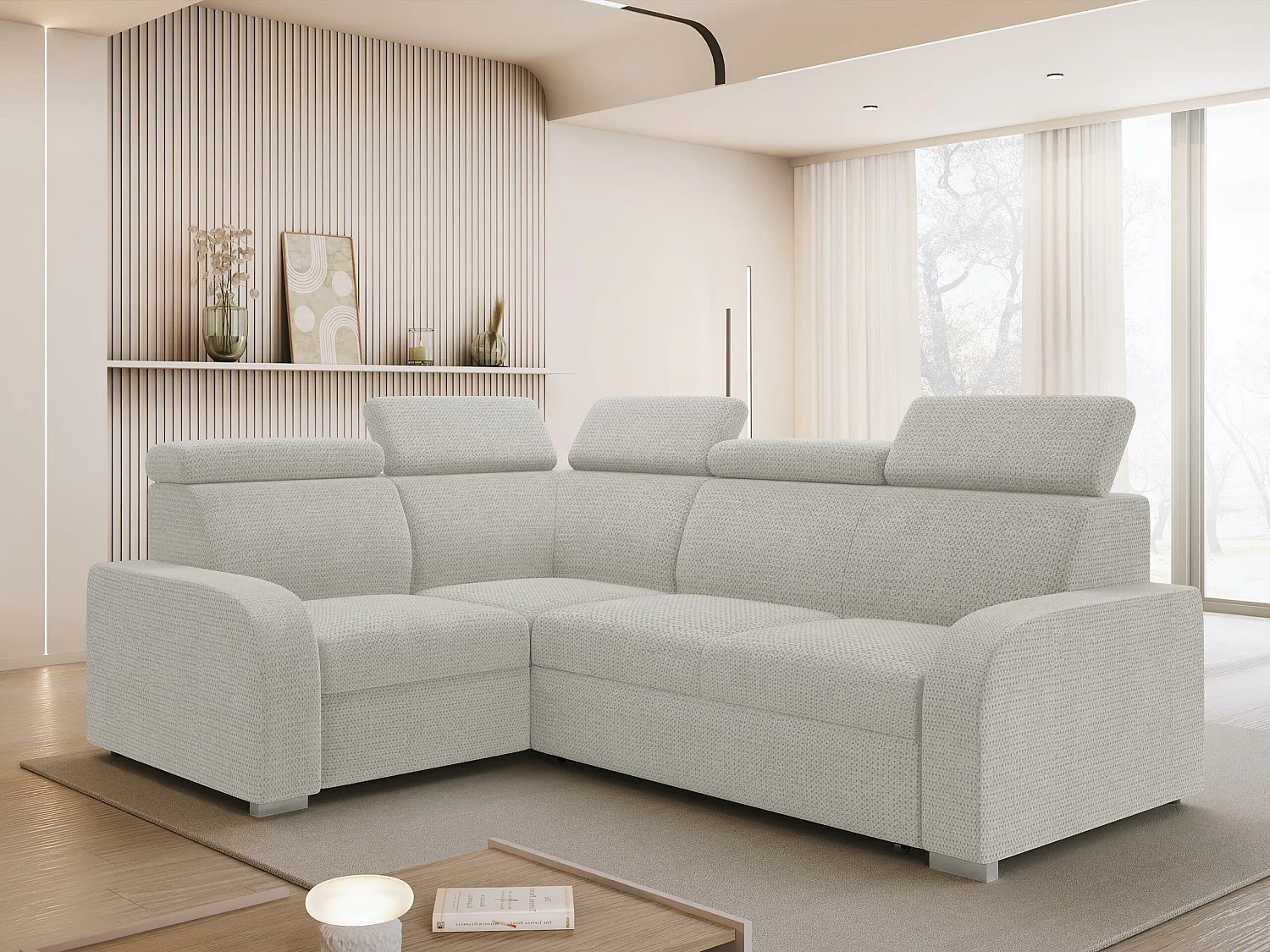 Canapé d'angle Ovos III, Brun clair, Disponible, 250x200x100cm