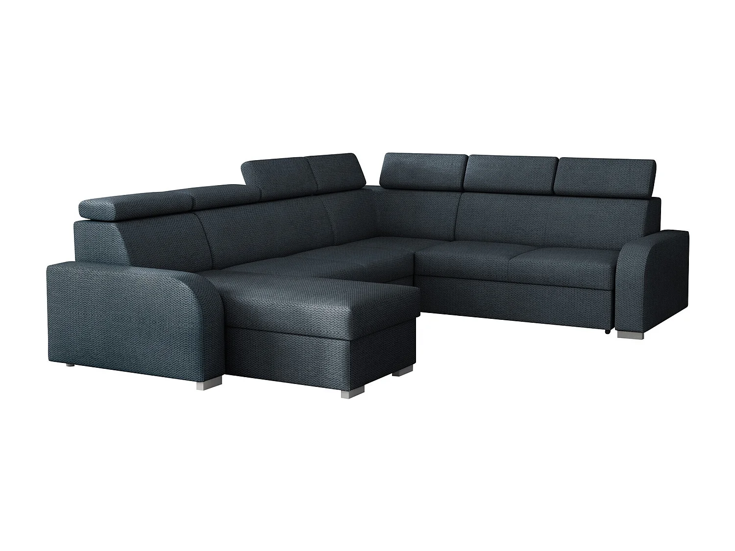 Sofá rinconero Etrcala 110, Azul, Función de descanso, Almacenaje, 315x250x85cm