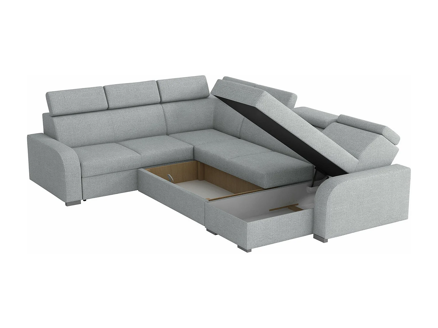 Canapé d'angle Ovos IV, Bleu, Disponible, 315x250x85cm