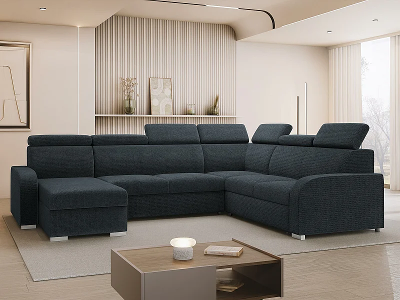 Canapé d'angle Etrcala 110, Bleu, Disponible, 315x250x85cm