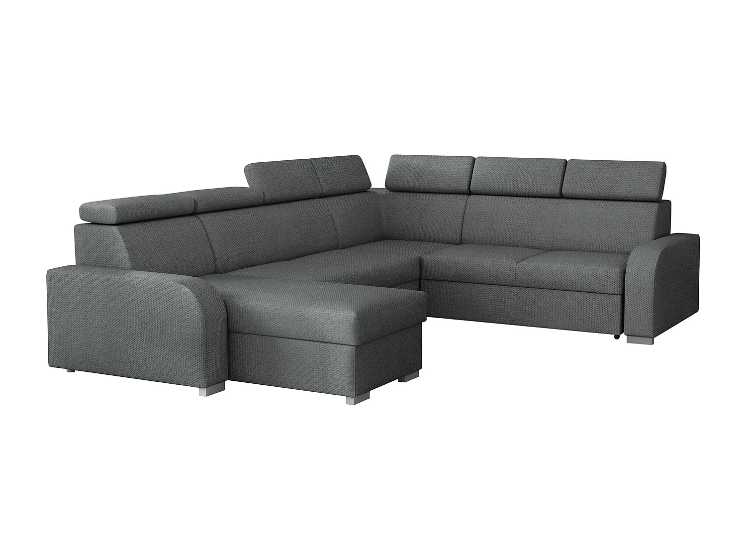 Sofá rinconero Etrcala 110, Gris, Función de descanso, Almacenaje, 315x250x85cm