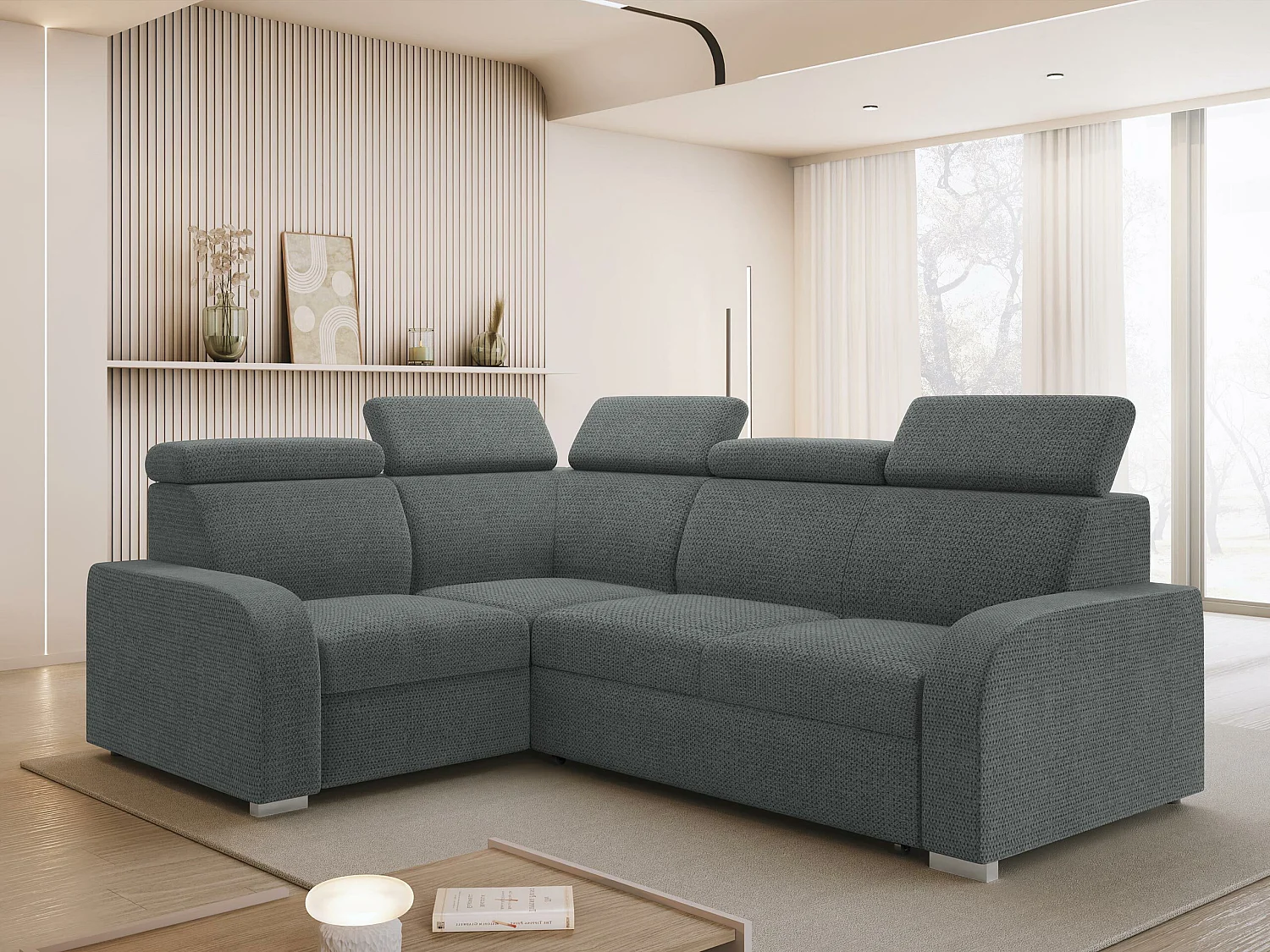 Canapé d'angle Ovos III, Gris, Disponible, 250x200x100cm