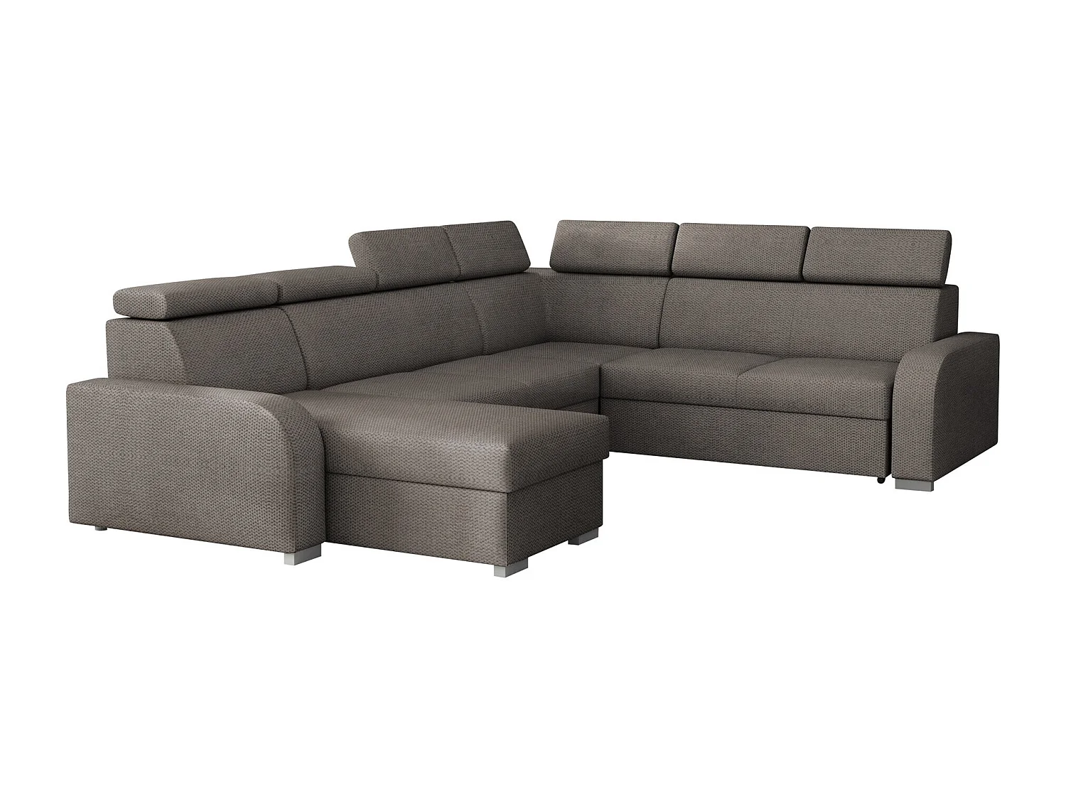 Sofá rinconero Etrcala 110, Marrón, Función de descanso, Almacenaje, 315x250x85cm