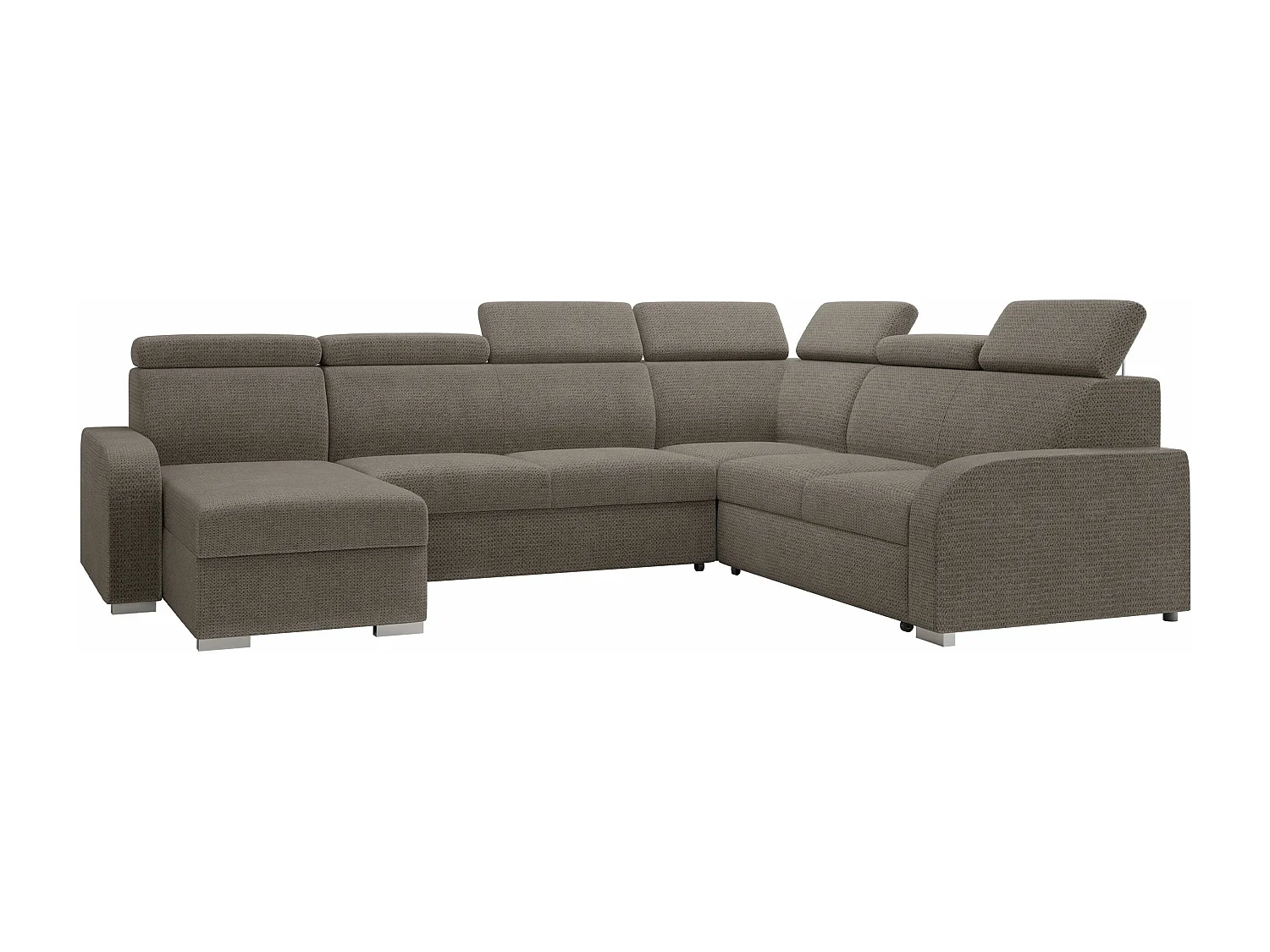 Sofá rinconero Ovos IV, Marrón, Función de descanso, Almacenaje, 315x250x85cm