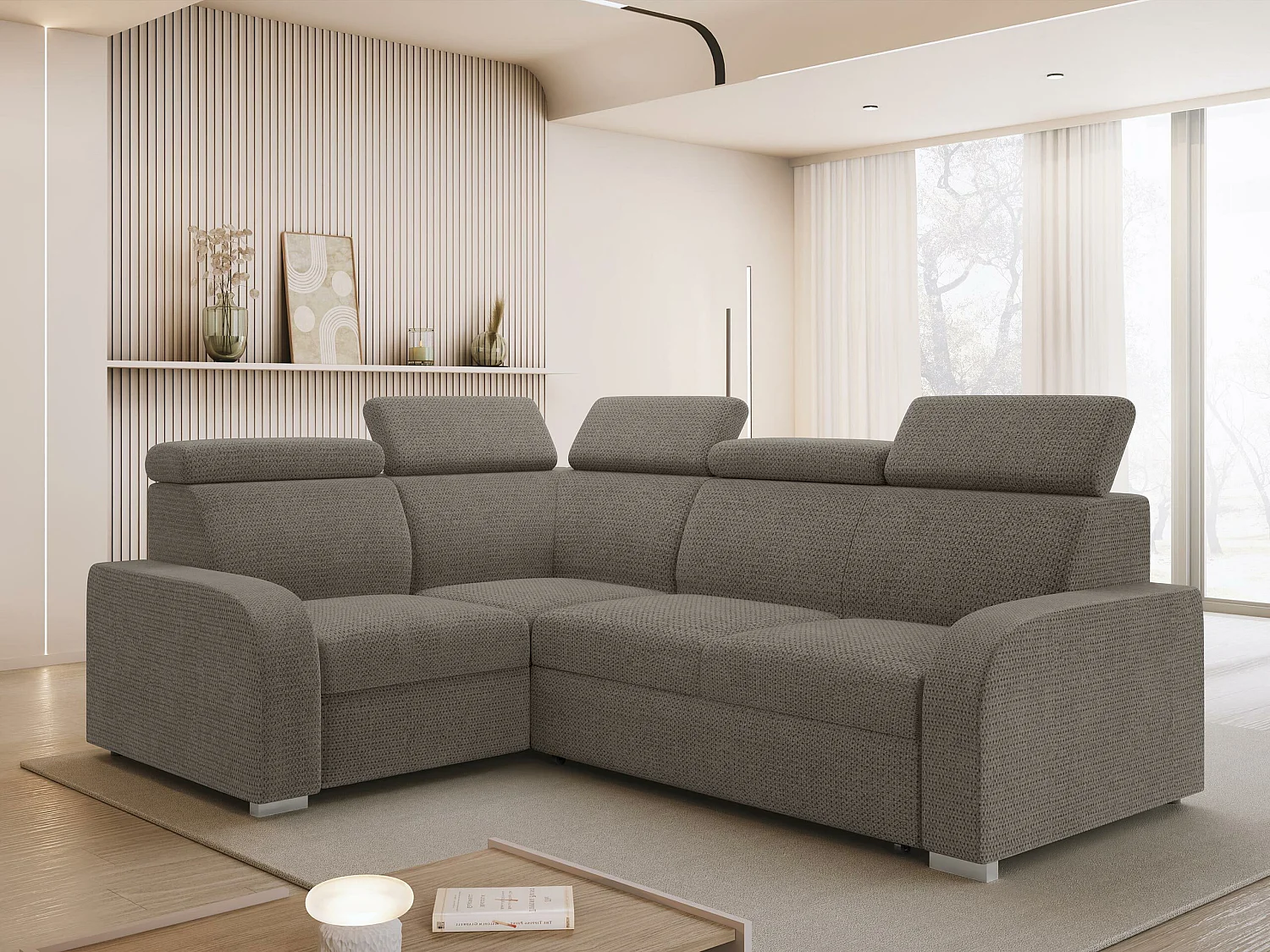 Canapé d'angle Ovos III, Marron, Disponible, 250x200x100cm