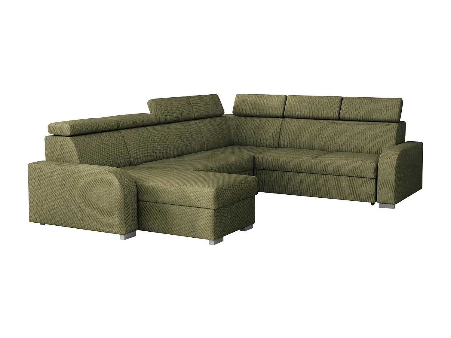 Sofá rinconero Etrcala 110, Verde, Función de descanso, Almacenaje, 315x250x85cm