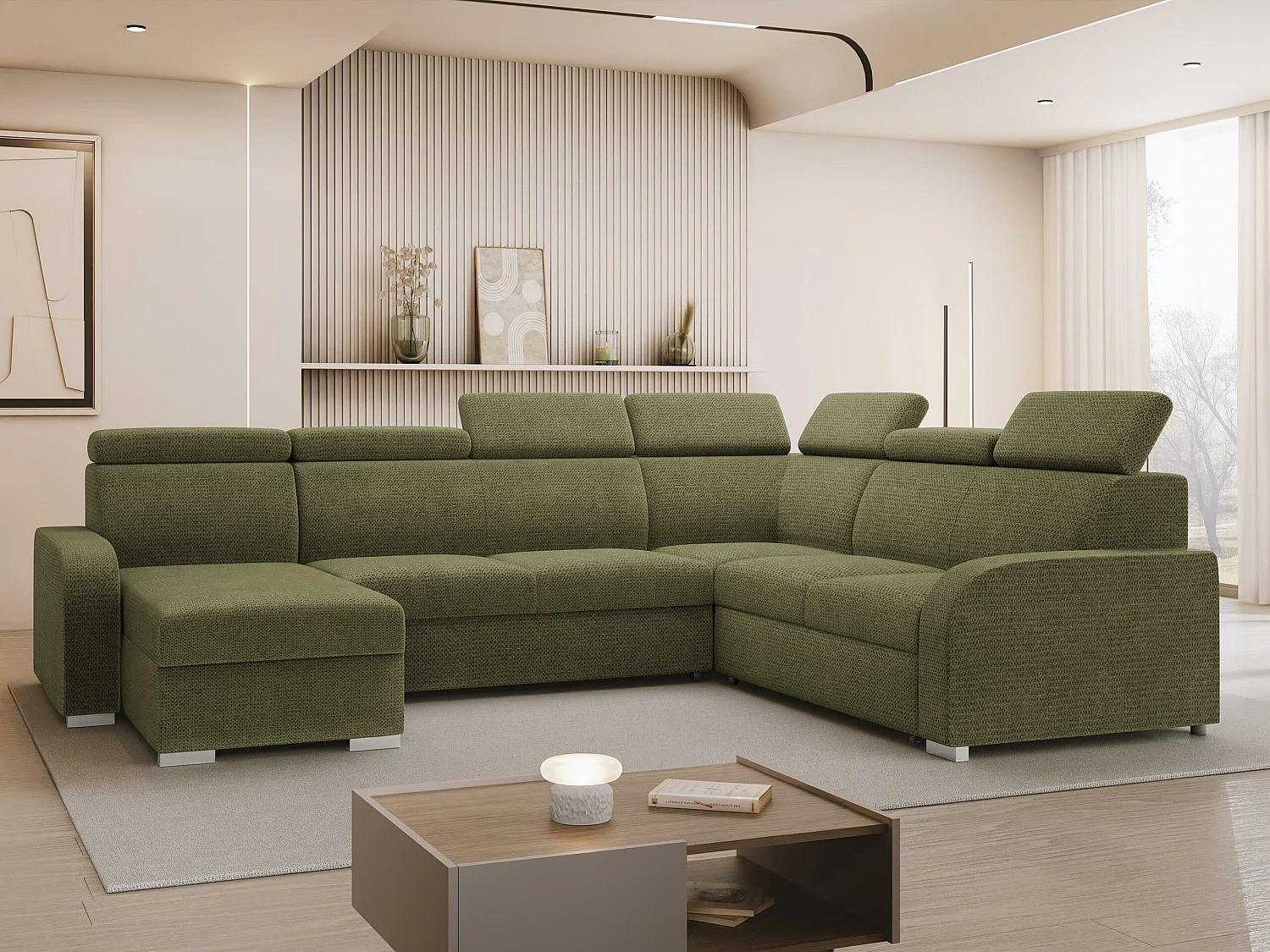 Canapé d'angle Ovos IV, Vert, Disponible, 315x250x85cm