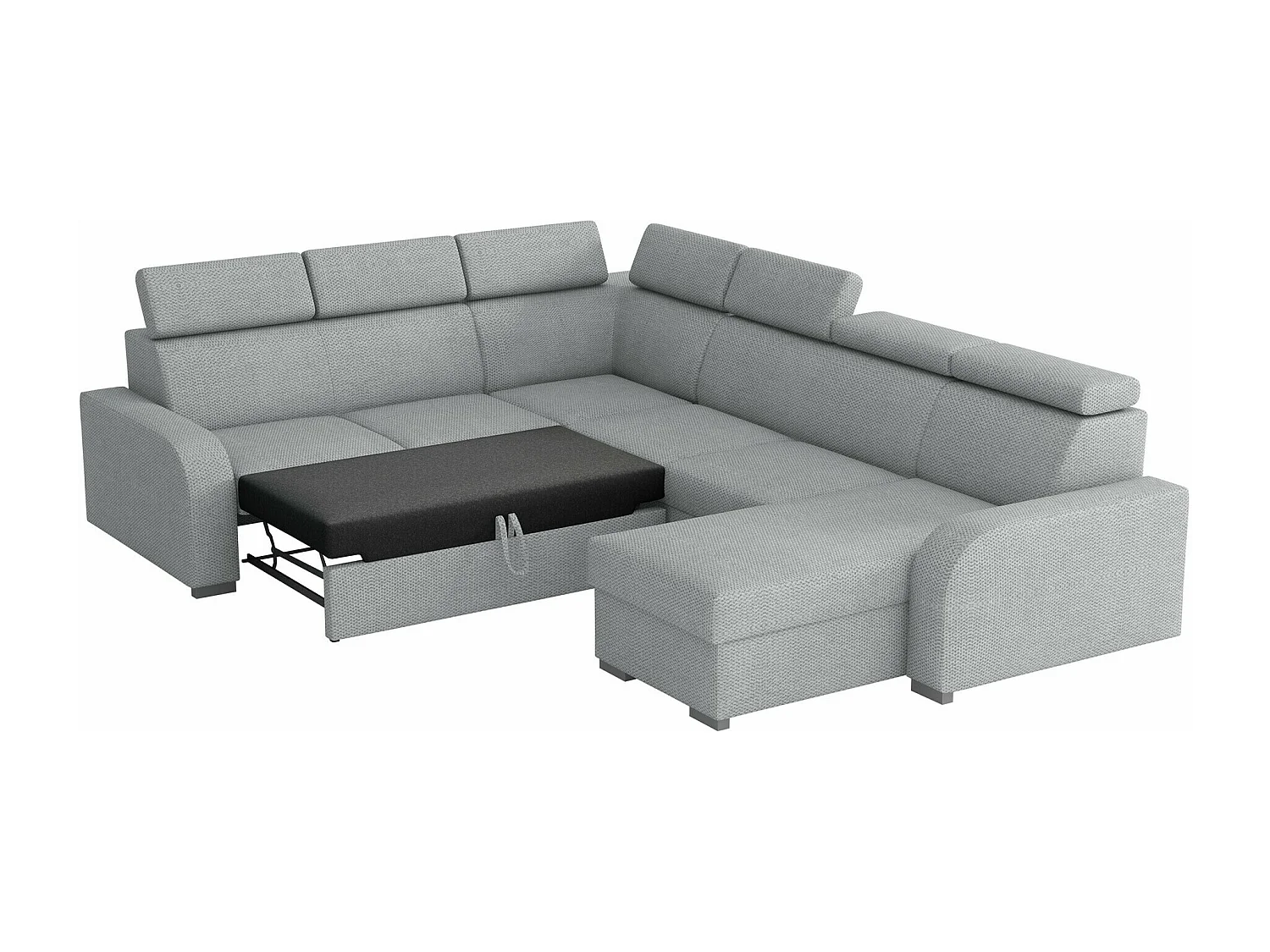 Sofá rinconero Etrcala 110, Gris, Función de descanso, Almacenaje, 315x250x85cm