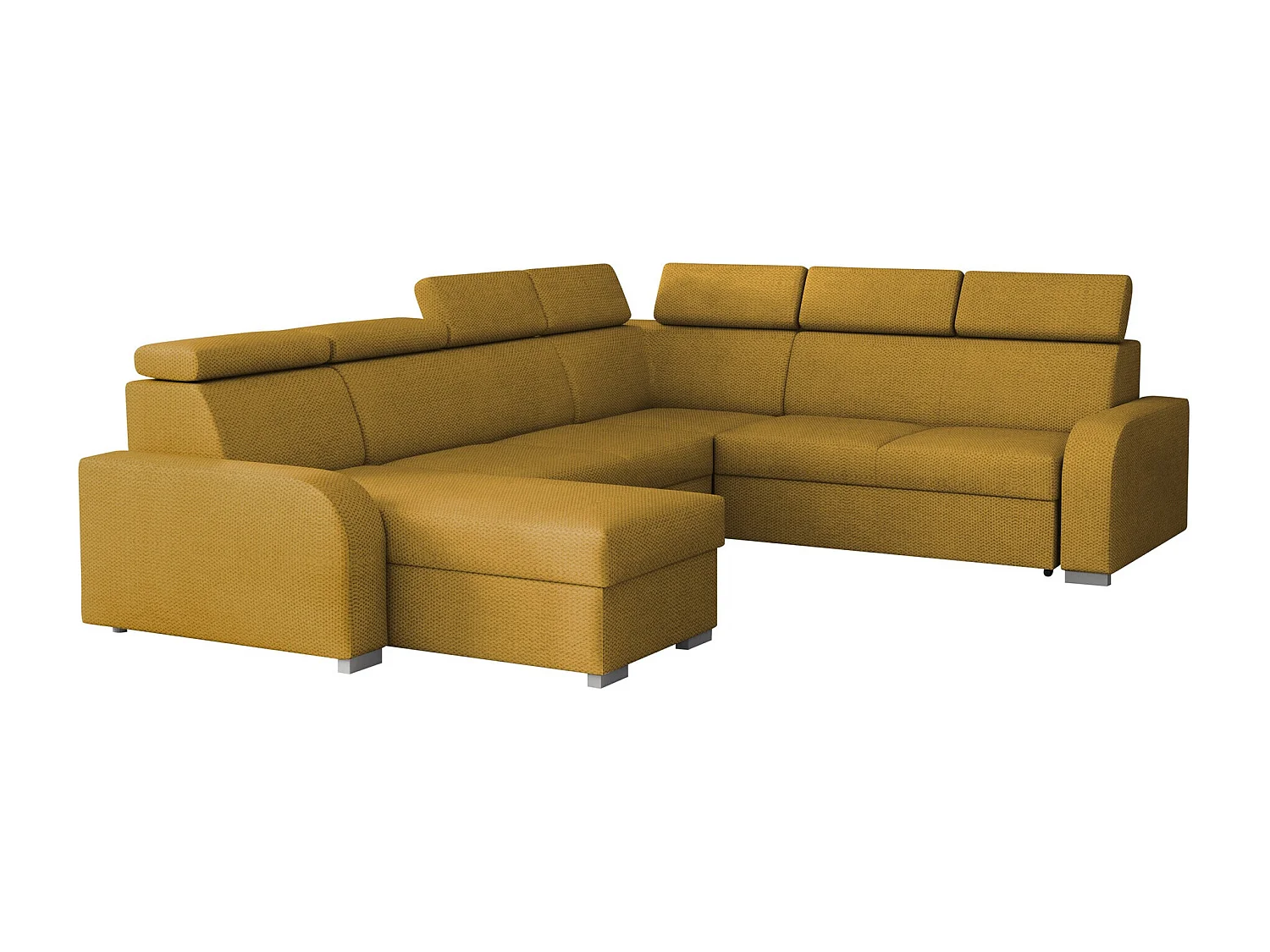 Sofá rinconero Etrcala 110, Amarillo, Función de descanso, Almacenaje, 315x250x85cm