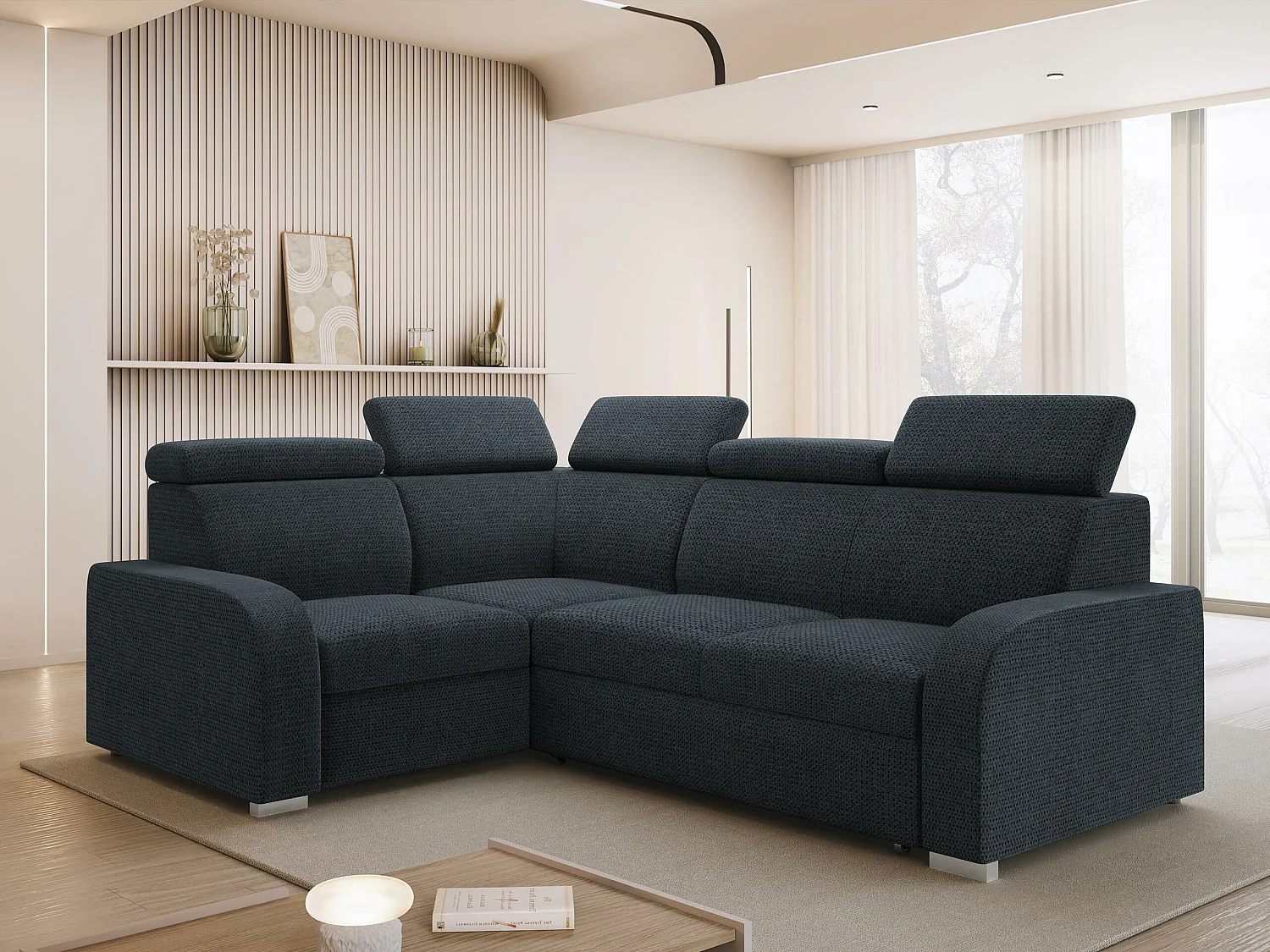 Canapé d'angle Ovos III, Bleu, Disponible, 250x200x100cm