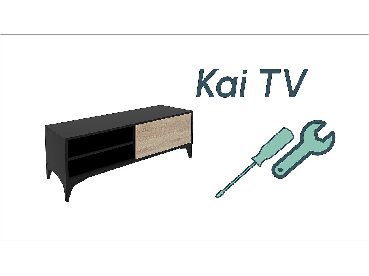 Meuble TV pour Salon Salle à manger en Noir et Sonoma 100x29,5x42,5cm Kai