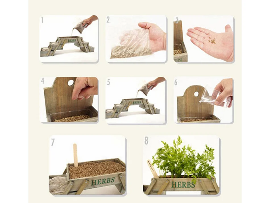 Mini huerta para Cocina o Jardín en Color Roble 71,5x15,5x18cm Huerta