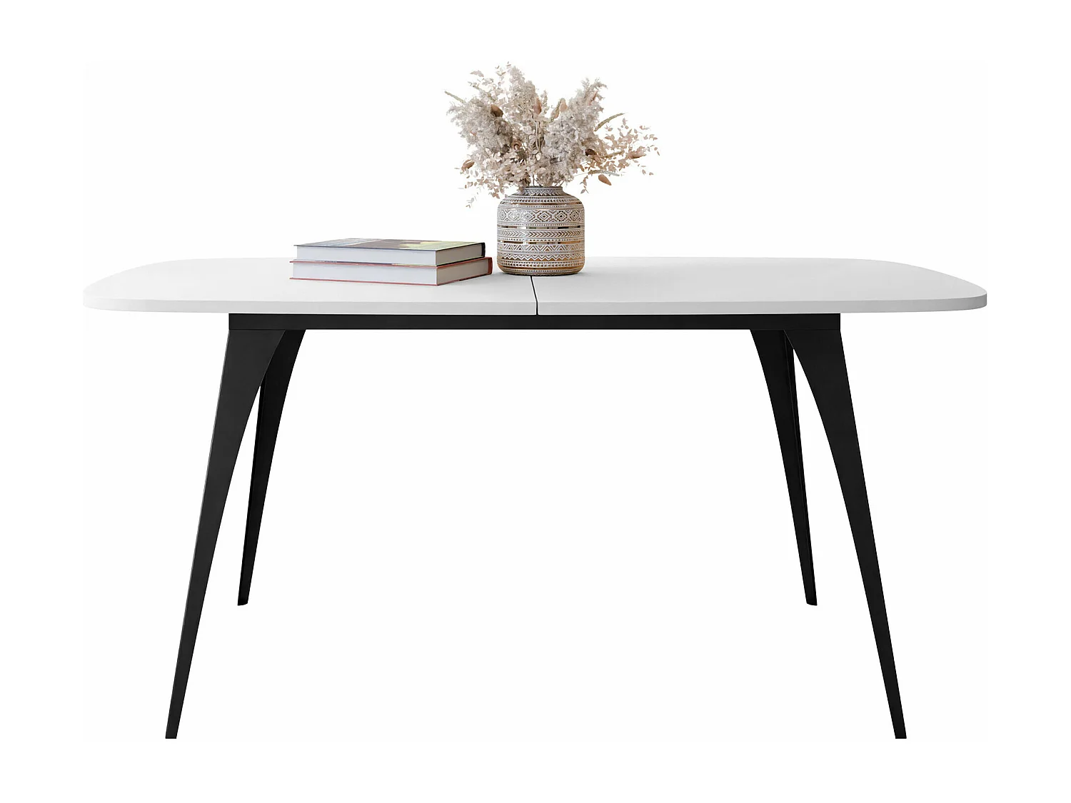 Mesa Oswego 131, Negro|Blanco, 76x90x160cm, Alargamiento, Aglomerado laminado, Metal