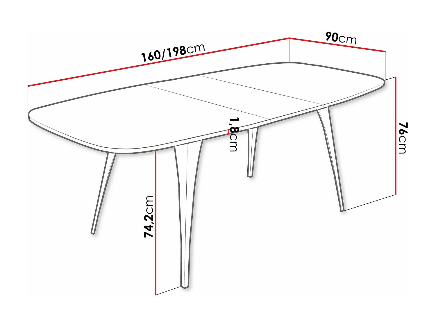 Mesa Oswego 131, Extensível, Placa de aglomerado laminado, 8x9x16cm