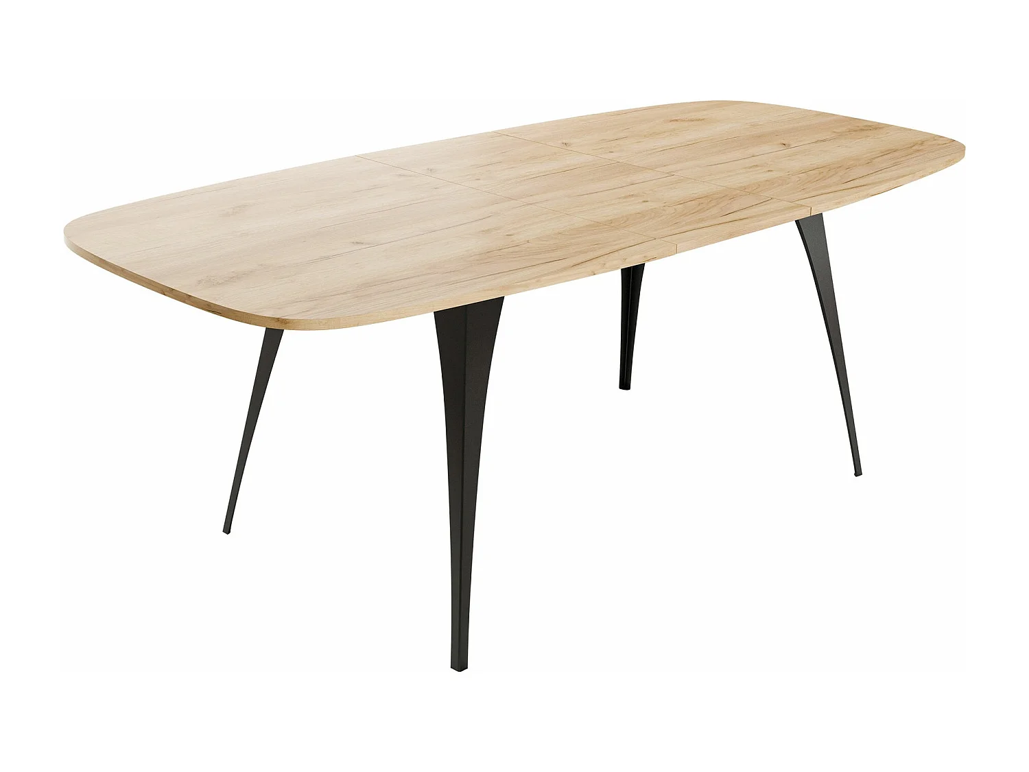 Table Oswego 131, Chêne doré artisanal|Noir, 76x90x160cm, Disponible, Stratifié, Métal