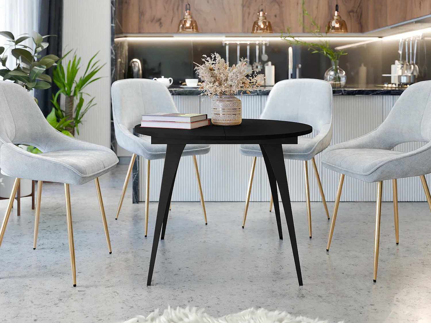 Mesa Oswego 132, Extensível, Placa de aglomerado laminado, Metal