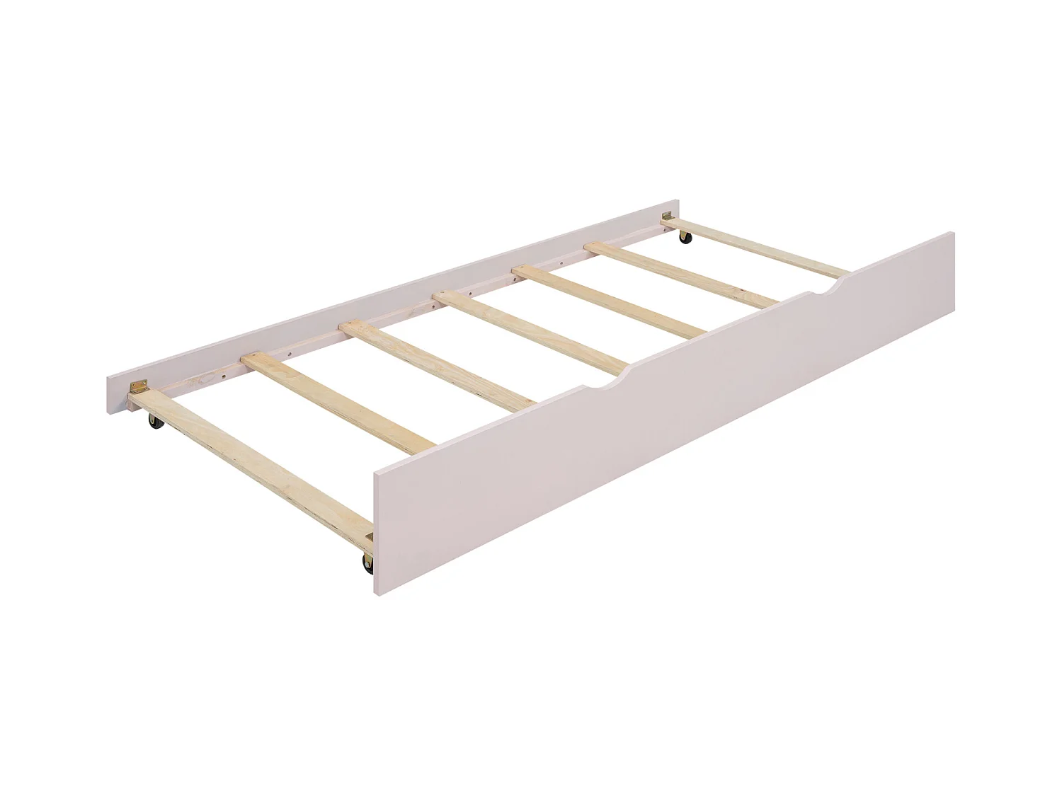 Lit gigogne 90x200cm+90x180cm, avec petit bureau, trois étagères sur le côté du lit, rose