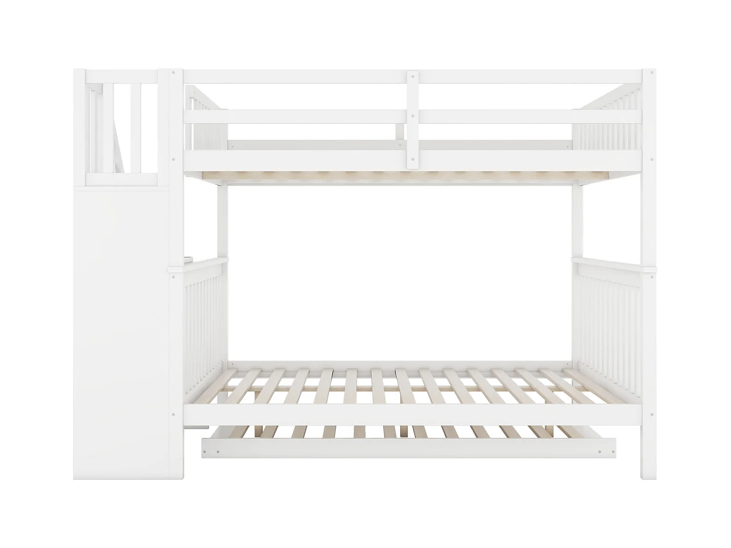 Lit superposé 140*200cm, étagère escalier, équipé d'un lit gigogne gigogne, garde-corps hauts, certifié EN747-1, blanc