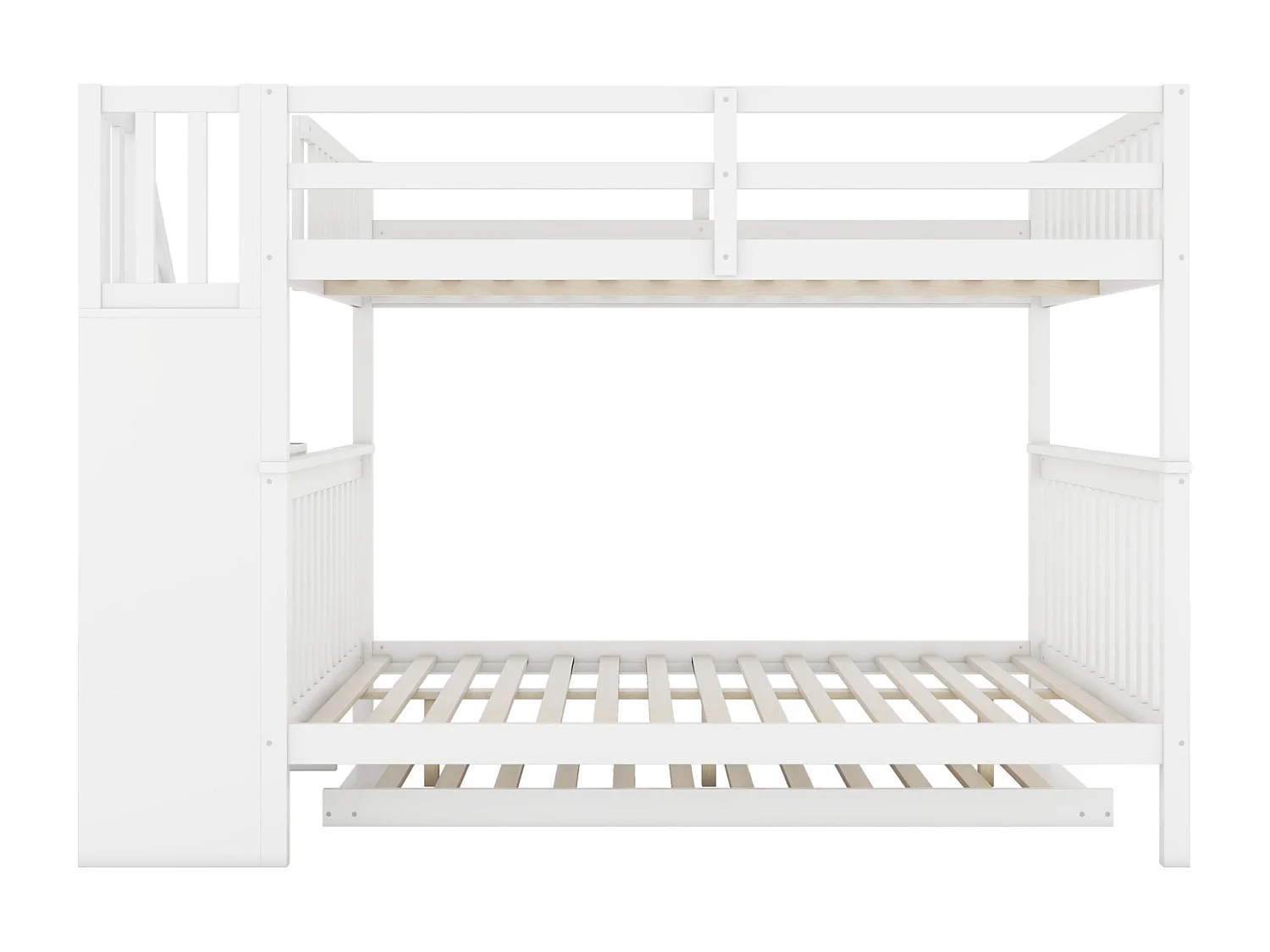 Lit superposé 140*200cm, étagère escalier, équipé d'un lit gigogne gigogne, garde-corps hauts, certifié EN747-1, blanc