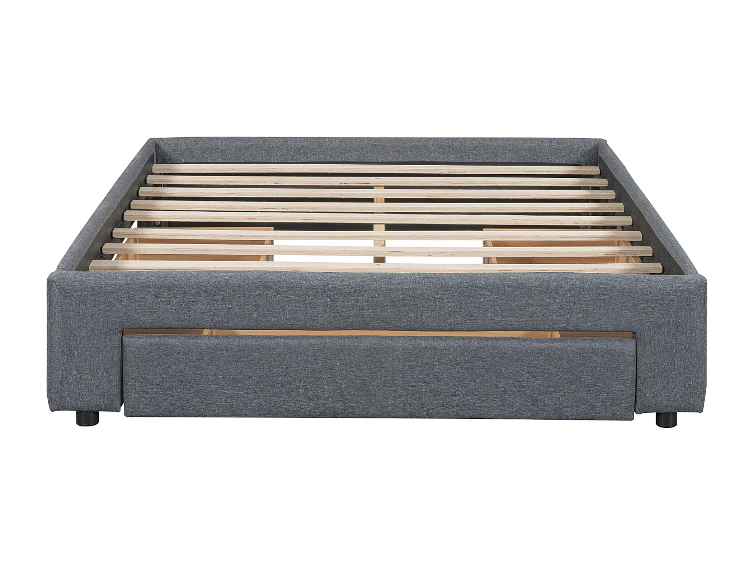 Cadre de lit avec 3 tiroirs, avec sommier à lattes, sans tête de lit, gris 140x200cm
