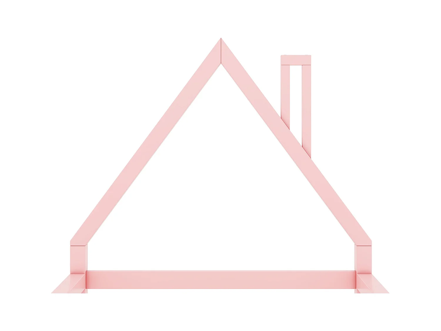 Lit cabane 90x200cm, lit enfant plat en forme maison avec sommier à lattes, en pin massif, rose