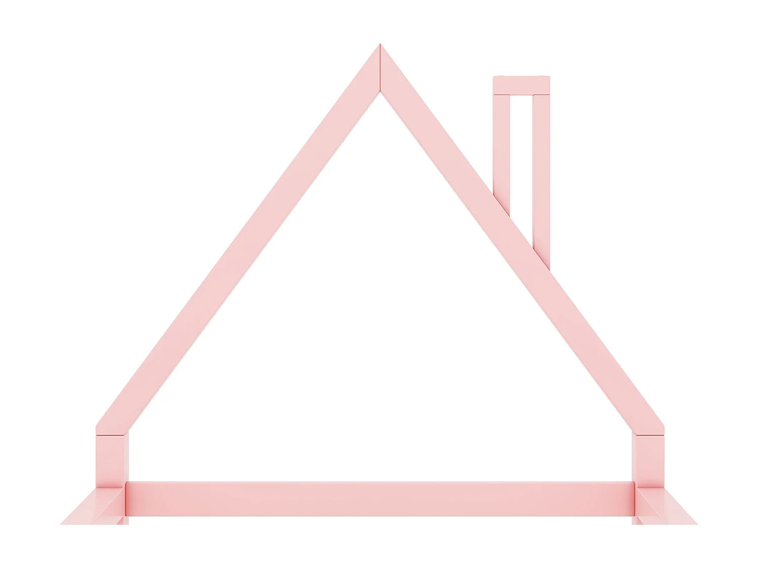 Lit cabane 90x200cm, lit enfant plat en forme maison avec sommier à lattes, en pin massif, rose