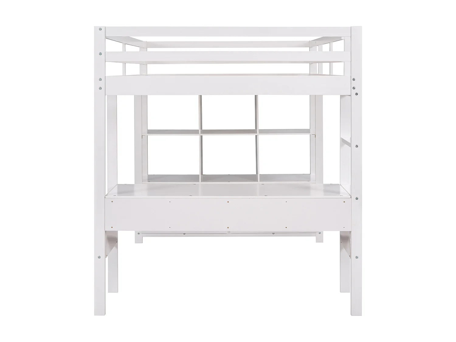 Cama alta de 140x200 cm para crianças - cama elevada com gavetas de arrumação, secretária e estante de arrumação por baixo da cama - branco