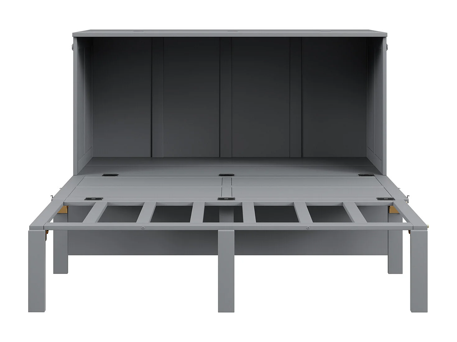 Cama retráctil 140x200 cm, con somier, cama plegable abatible, dimensiones después del plegado: 70x140cm, sin colchón, madera, gris