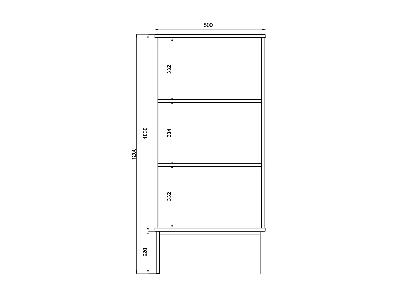 3-deurs schoenenkast - 50x30x125 cm - zwart met zwarte poten - VELDIO