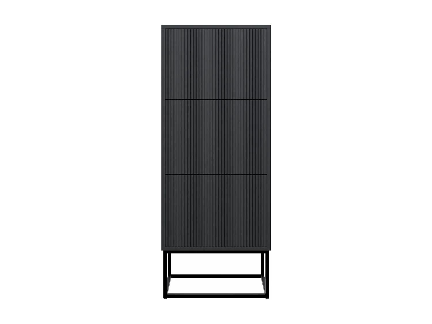 3-deurs schoenenkast - 50x30x125 cm - zwart met zwarte poten - VELDIO