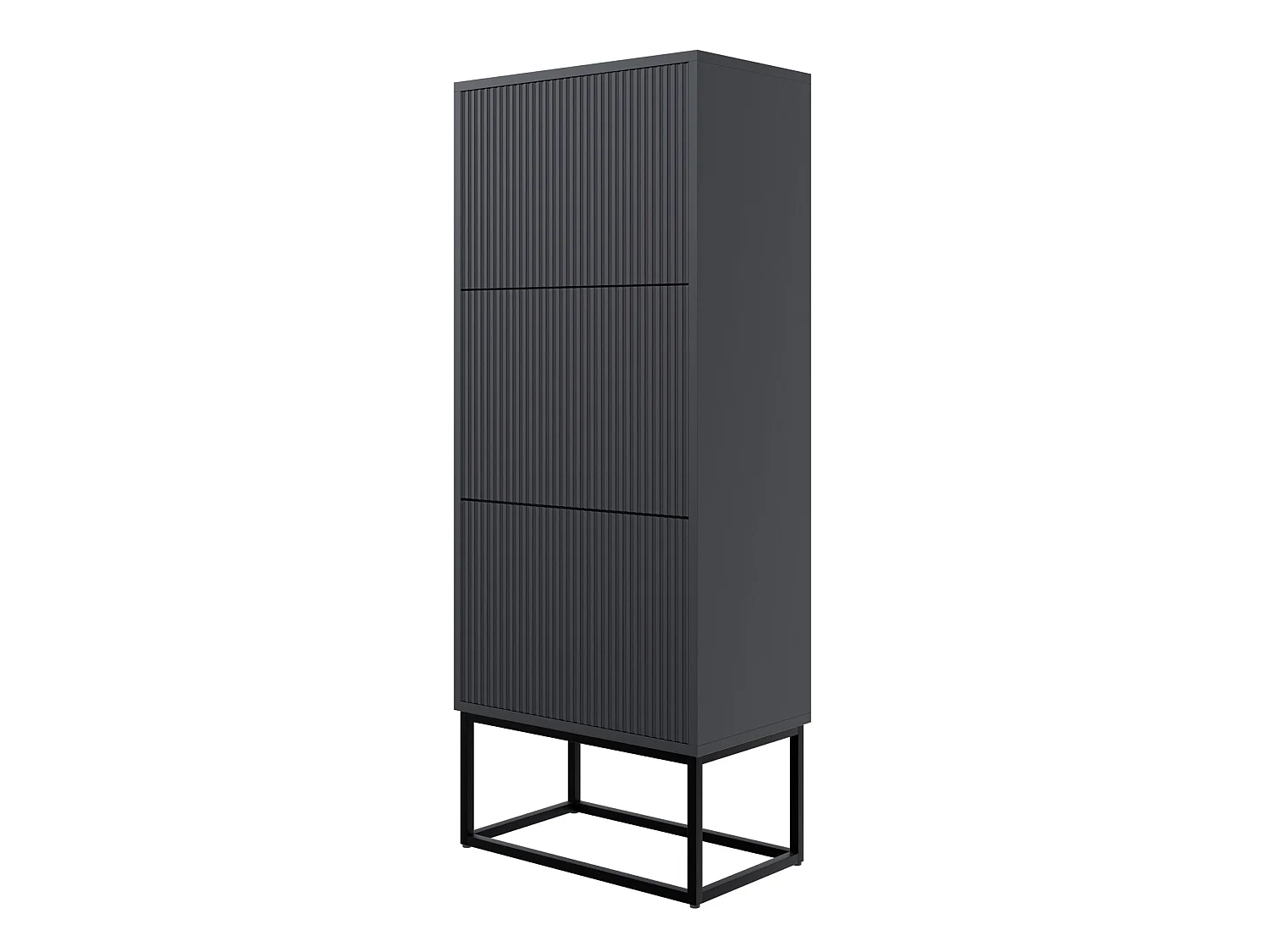 Meuble à chaussures - 3 portes - noir - pieds noirs - 50x30x125 cm - VELDIO