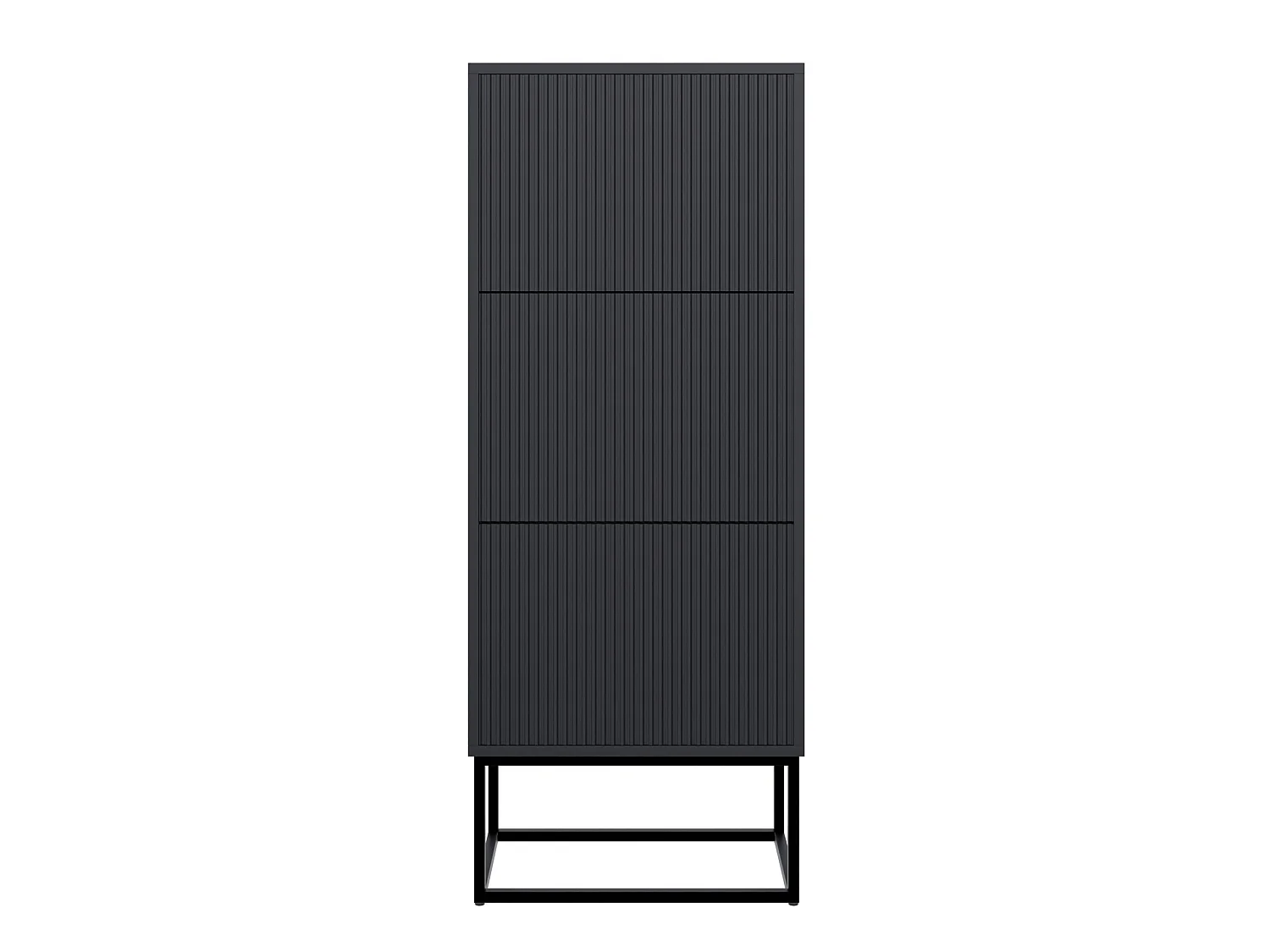 Meuble à chaussures - 3 portes - noir - pieds noirs - 50x30x125 cm - VELDIO