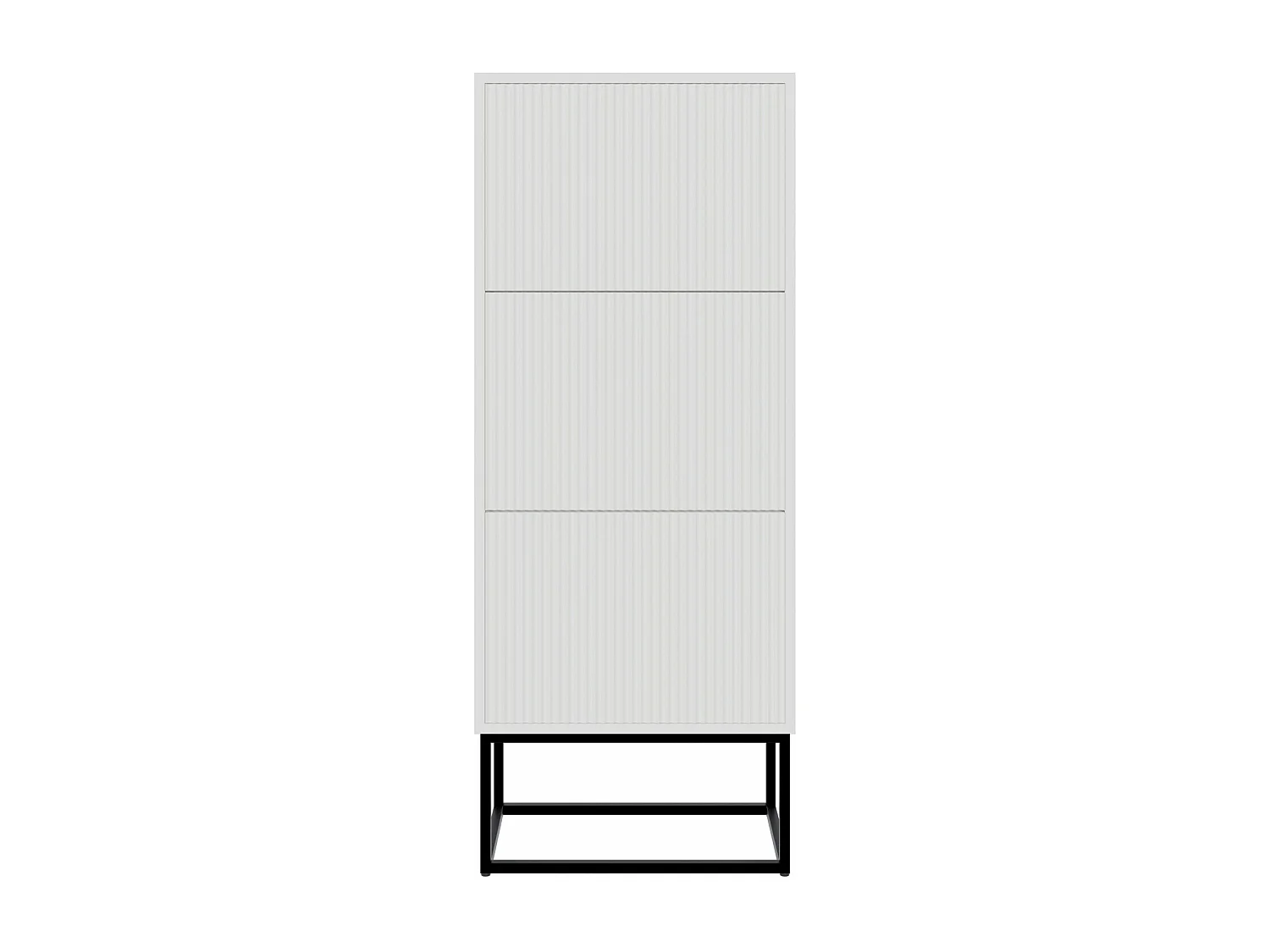 Schuhschrank mit 3 Klappen - Weiß mit schwarzem Metallgestell - 50 cm - VELDIO