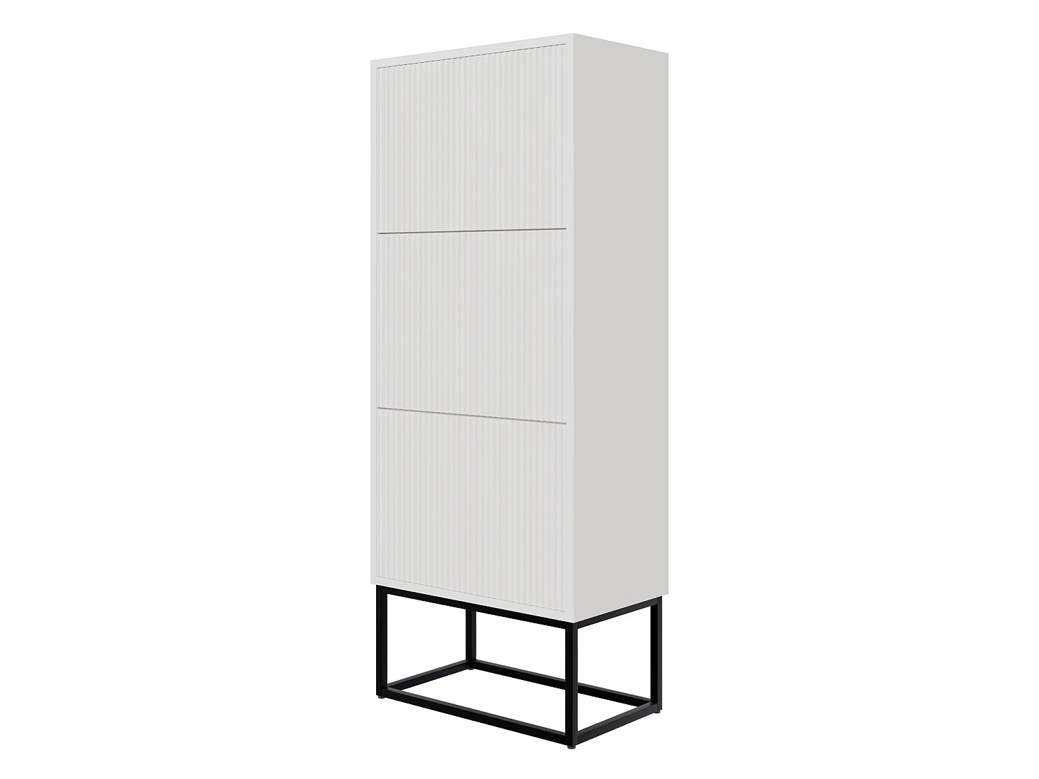 Meuble à chaussures - 3 portes - blanc - pieds noirs - 50x30x125 cm - VELDIO