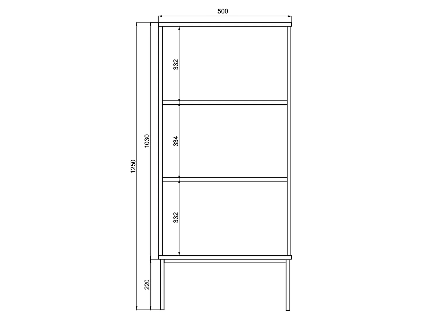 Meuble à chaussures - 3 portes - blanc - pieds dorés - 50x30x125 cm - VELDIO