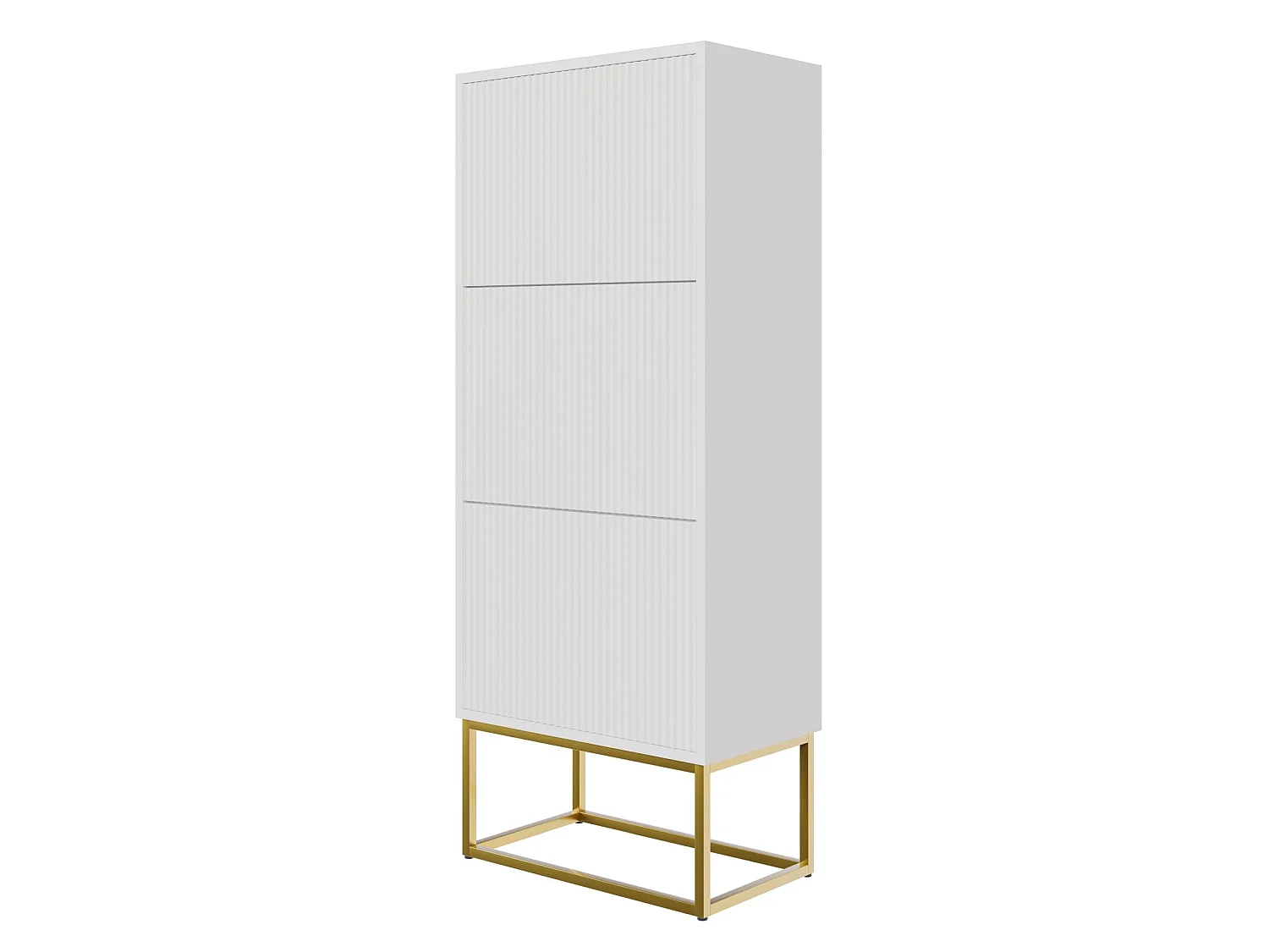 Meuble à chaussures - 3 portes - blanc - pieds dorés - 50x30x125 cm - VELDIO