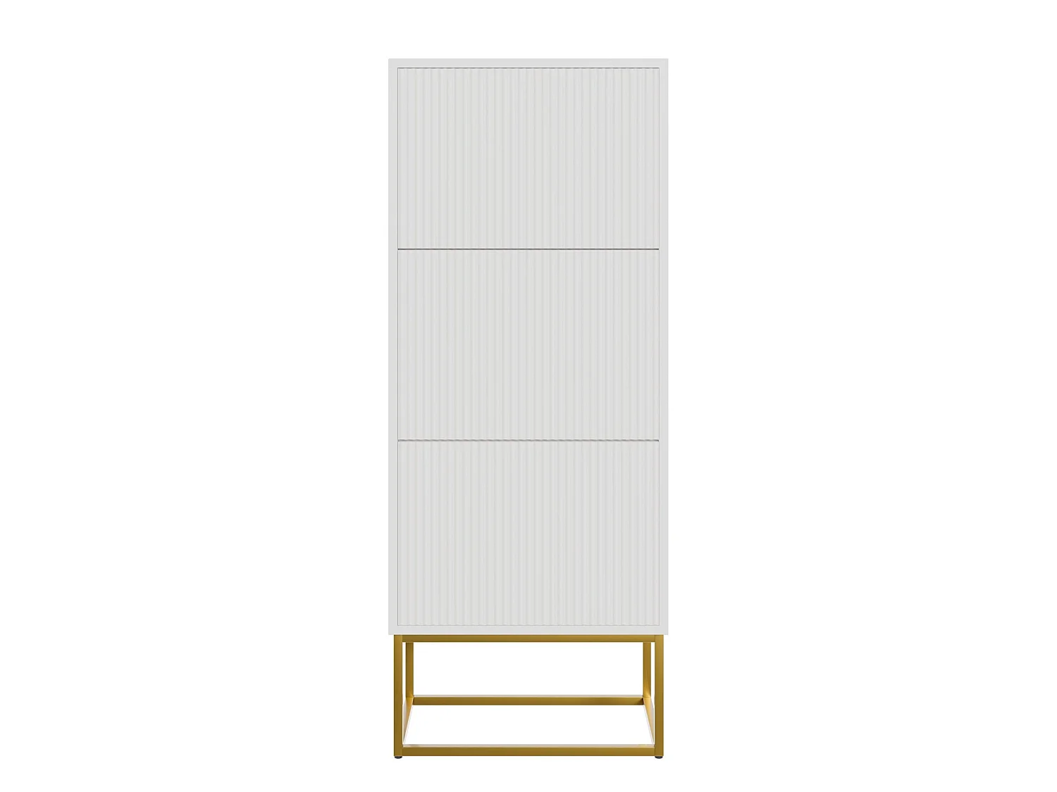 Meuble à chaussures - 3 portes - blanc - pieds dorés - 50x30x125 cm - VELDIO