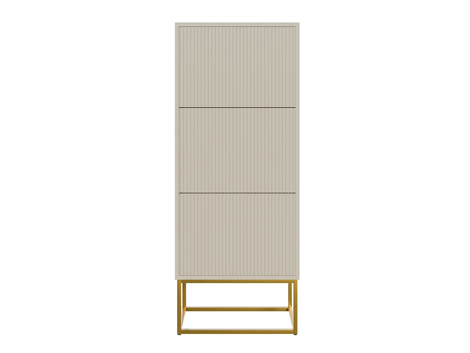 Meuble à chaussures - 3 portes - grège - pieds dorés - 50x30x125 cm - VELDIO