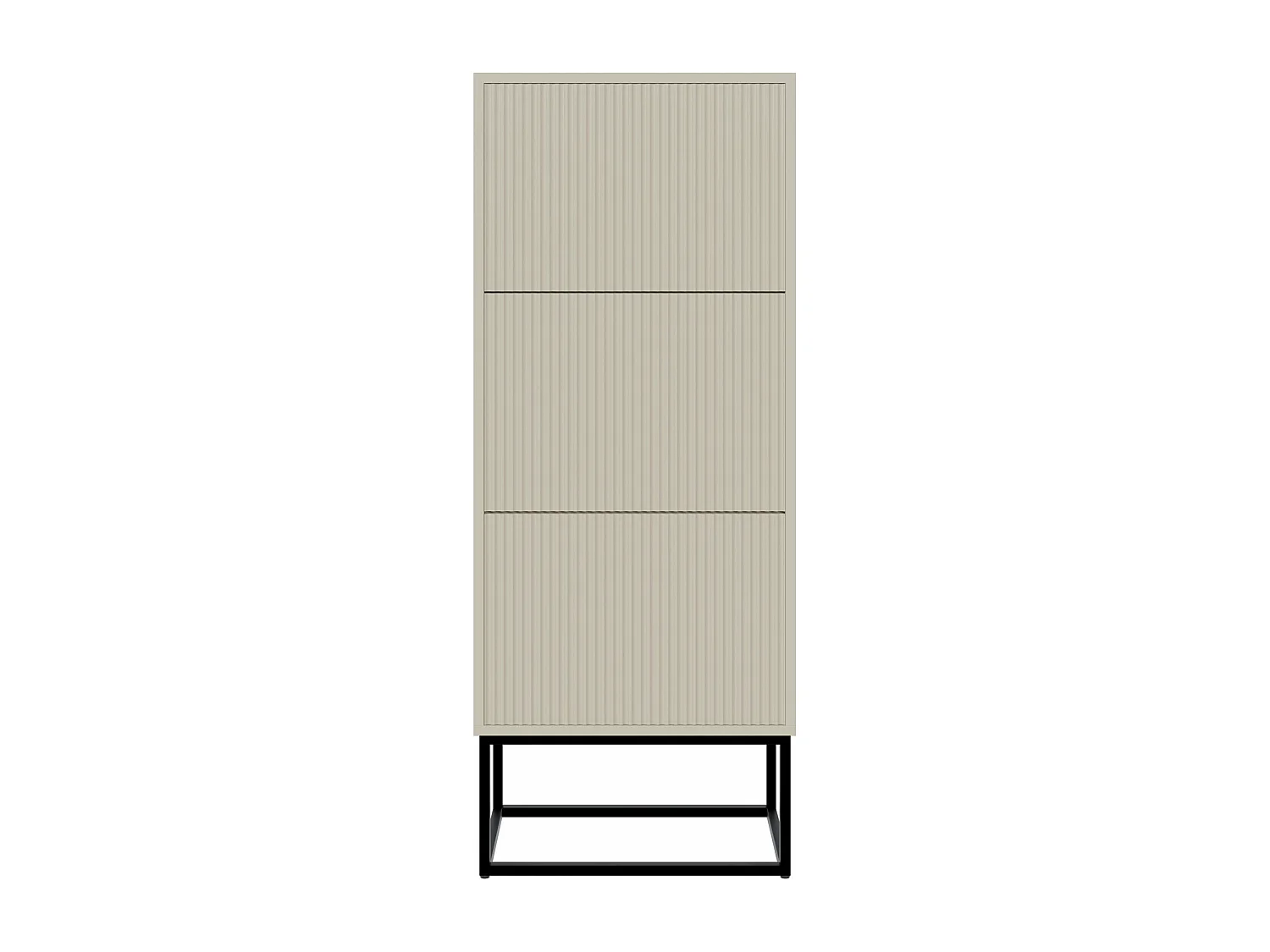 Meuble à chaussures - 3 portes - grège - pieds noirs - 50x30x125 cm - VELDIO