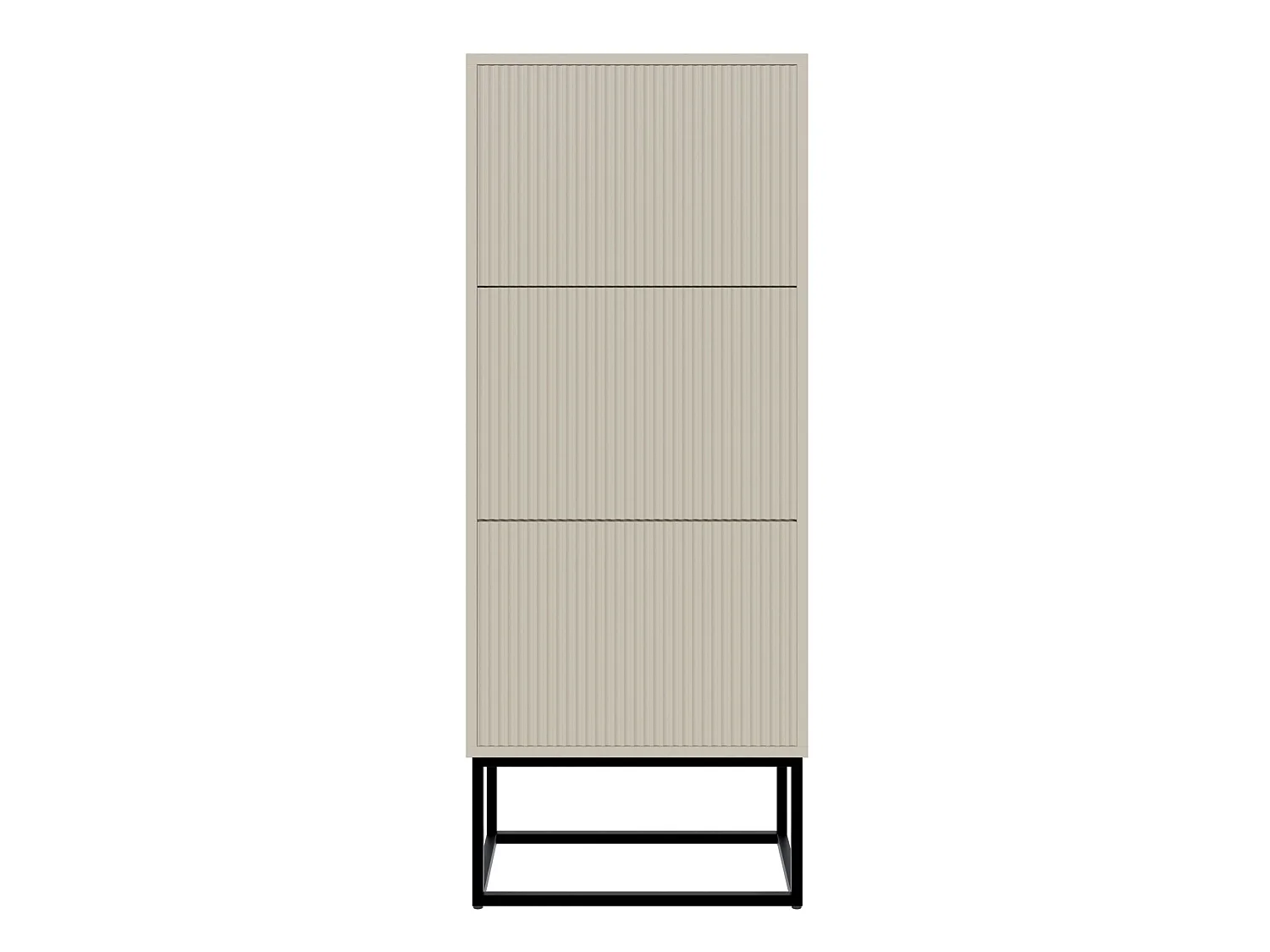 Meuble à chaussures - 3 portes - grège - pieds noirs - 50x30x125 cm - VELDIO