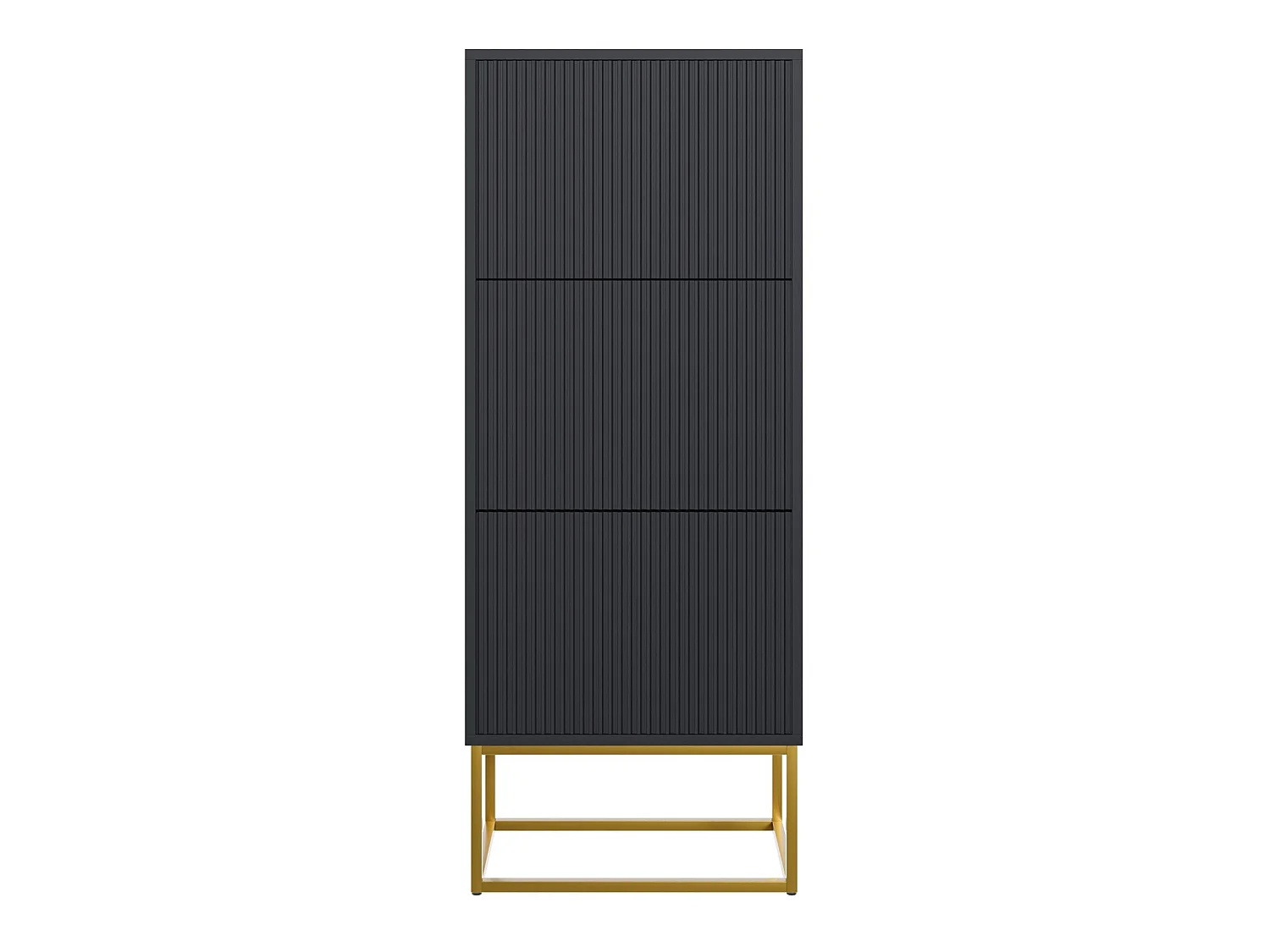 Meuble à chaussures - 3 portes - noir - pieds dorés - 50x30x125 cm - VELDIO